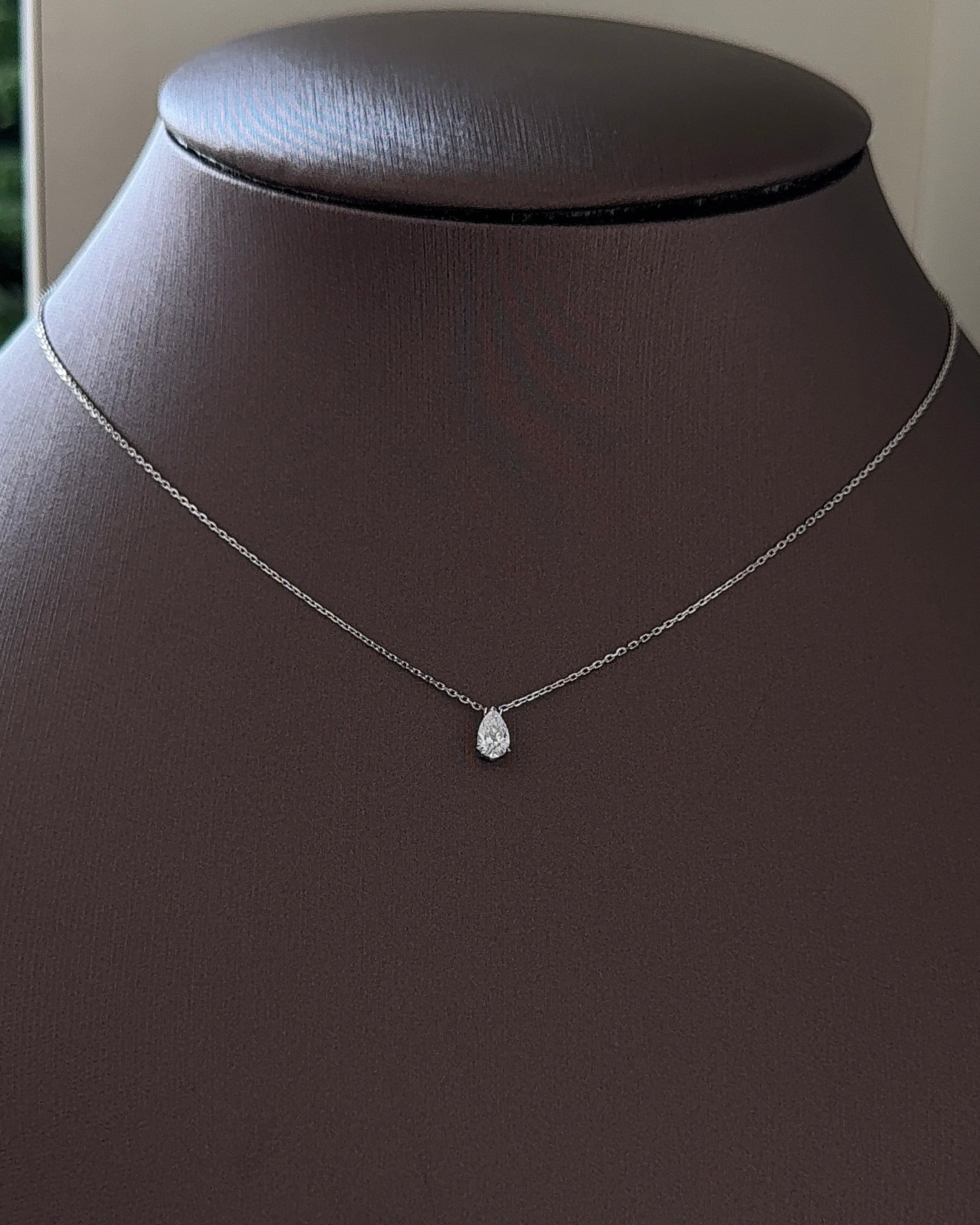 30 Pointer Pear cut Diamond Pendant Necklace