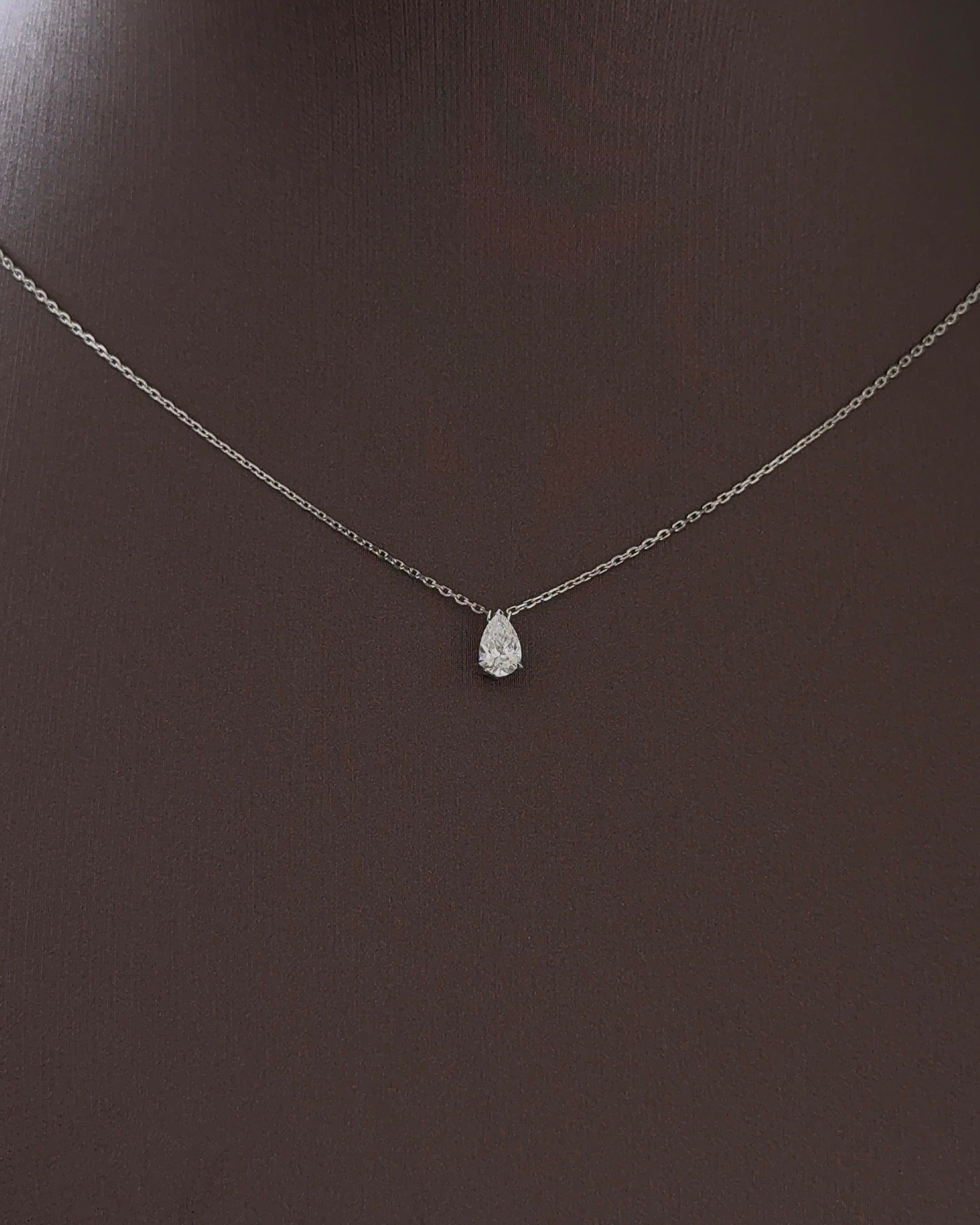30 Pointer Pear cut Diamond Pendant Necklace