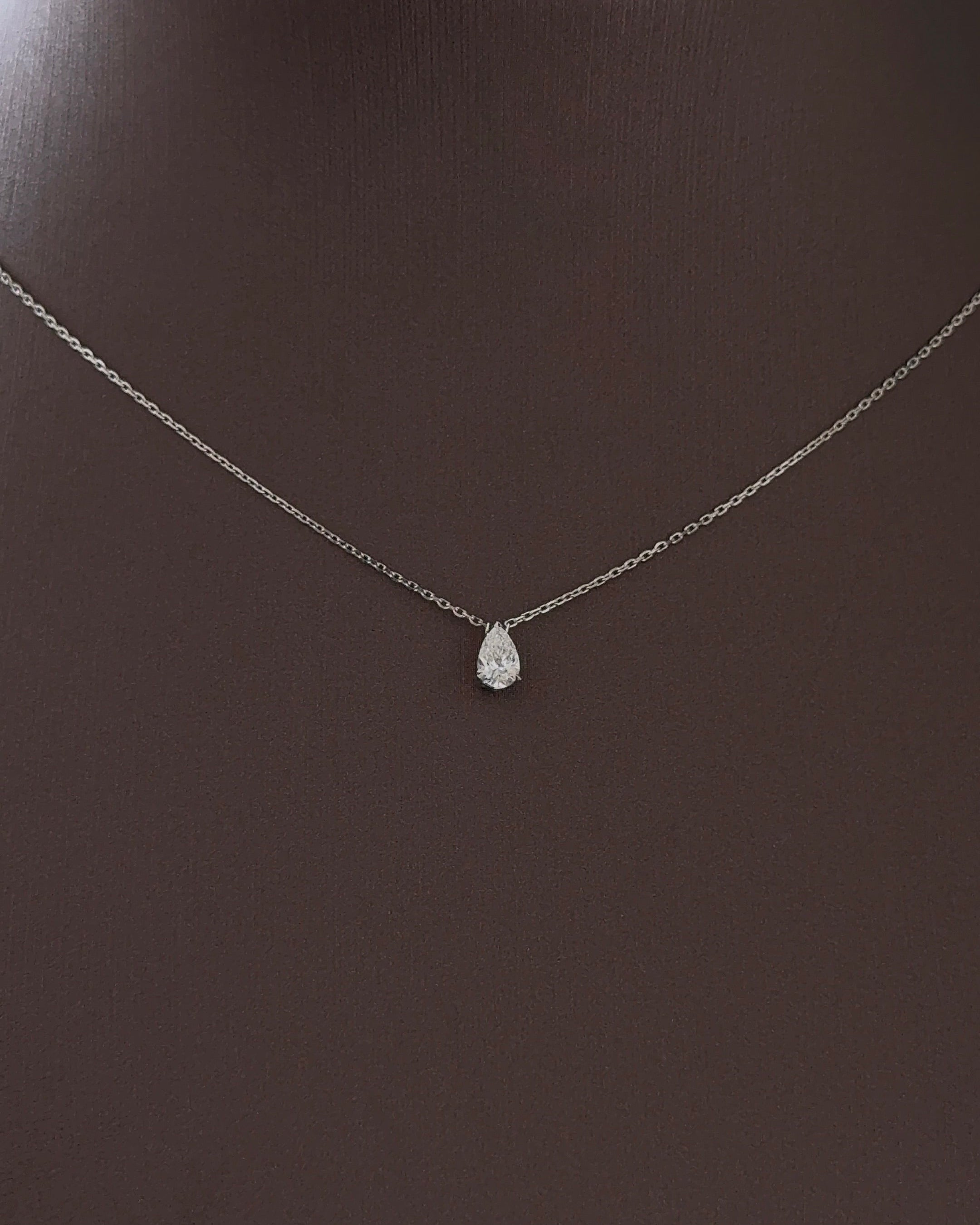 30 Pointer Pear cut Diamond Pendant Necklace
