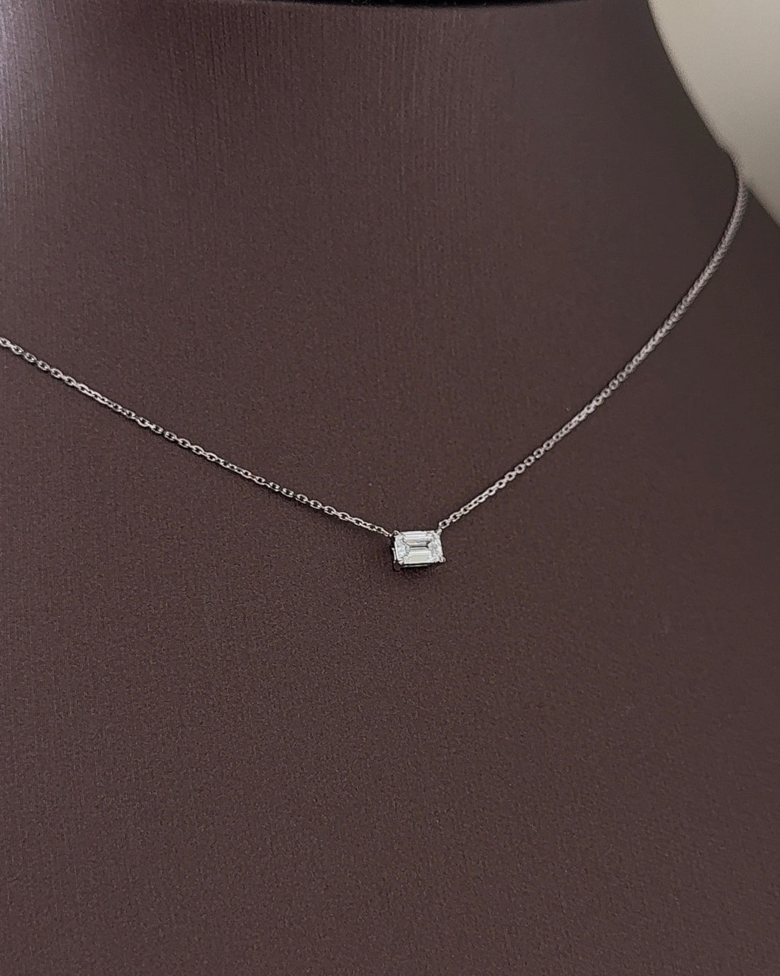 30 Pointer Emerald cut Diamond Pendant Necklace
