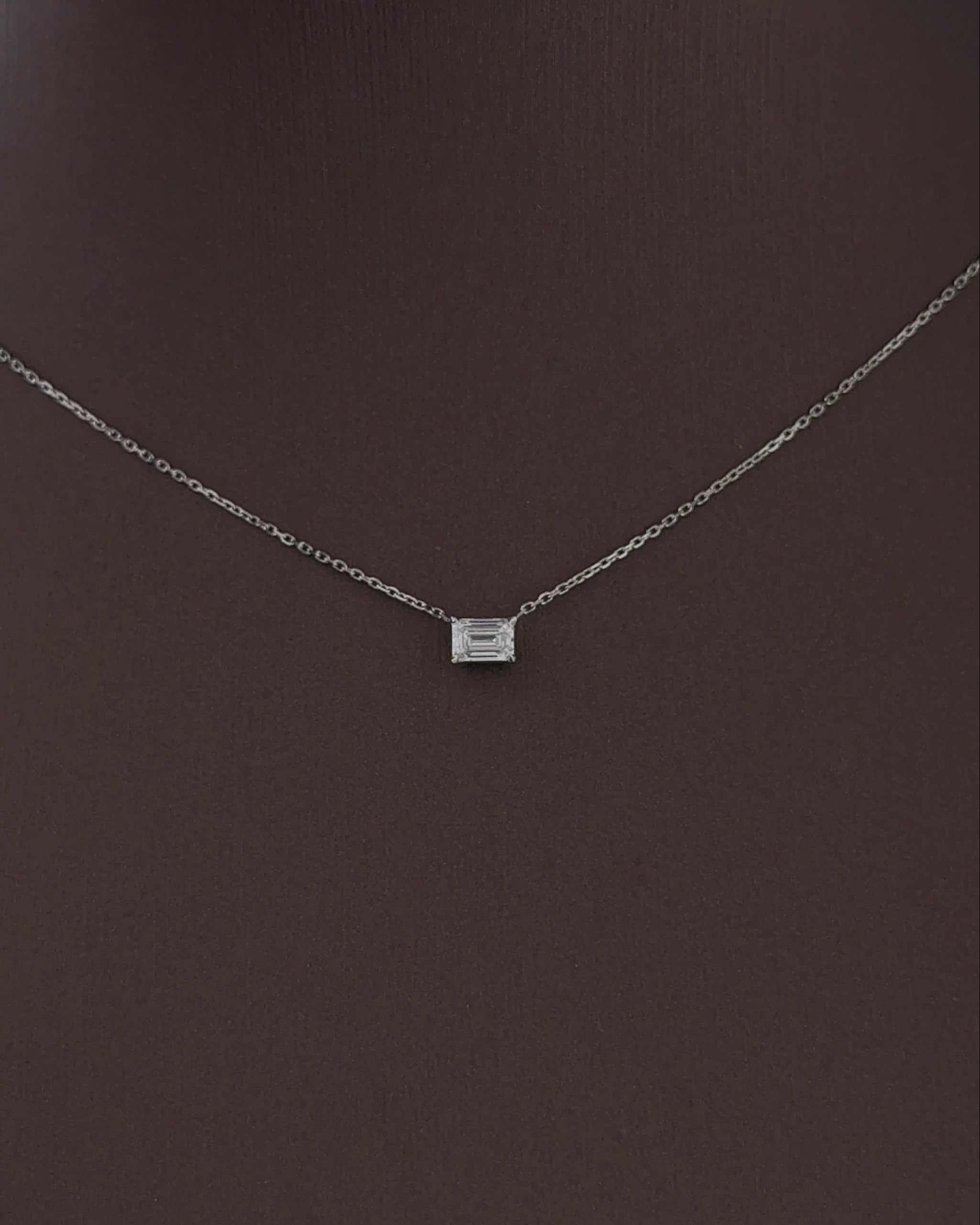30 Pointer Emerald cut Diamond Pendant Necklace