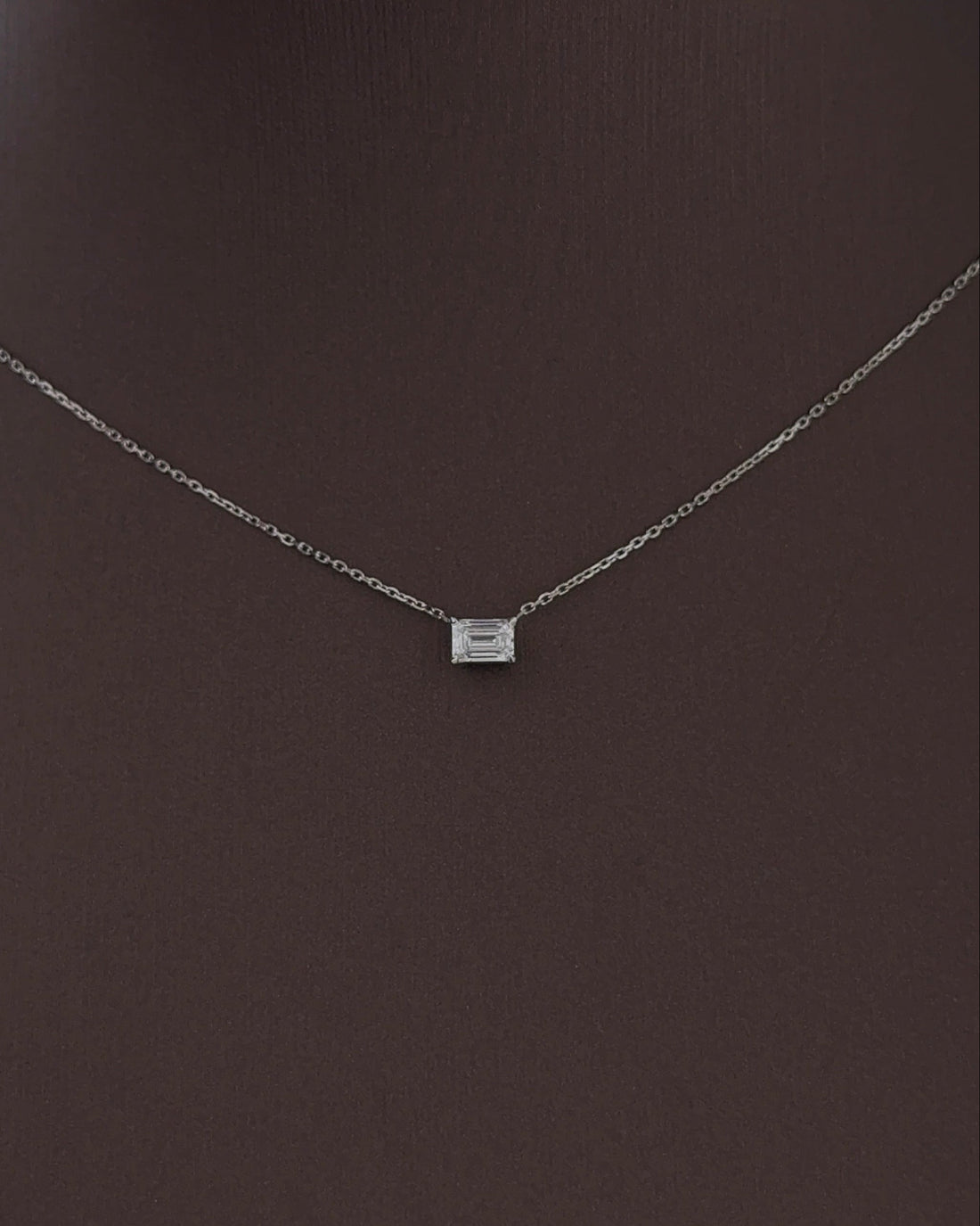 30 Pointer Emerald cut Diamond Pendant Necklace