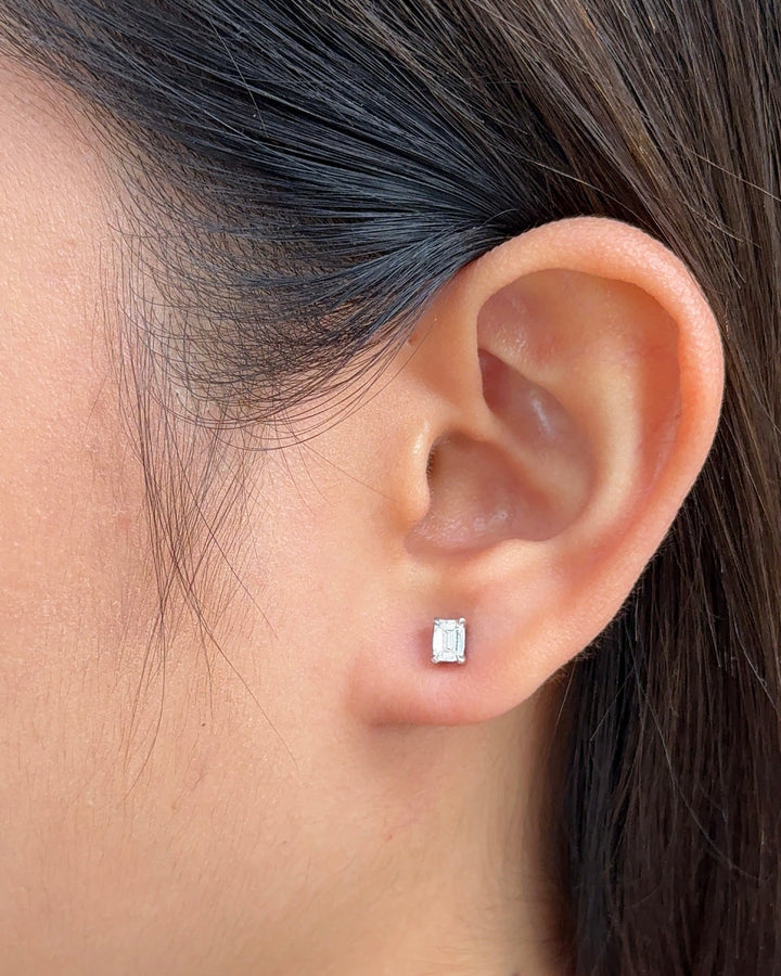 30 Pointer Emerald Cut Diamond Earrings