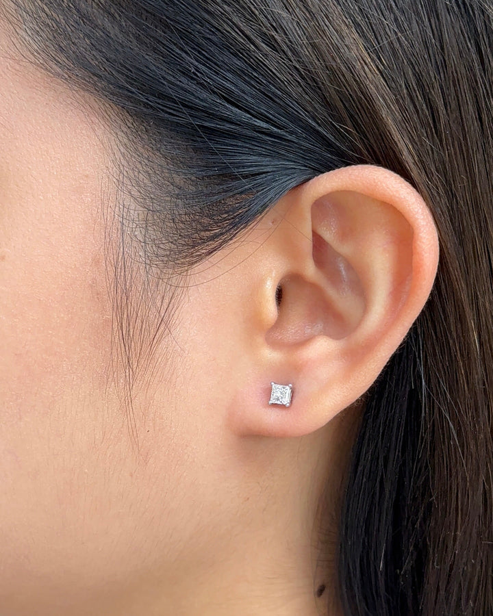30 Pointer Princess Cut Diamond Earrings
