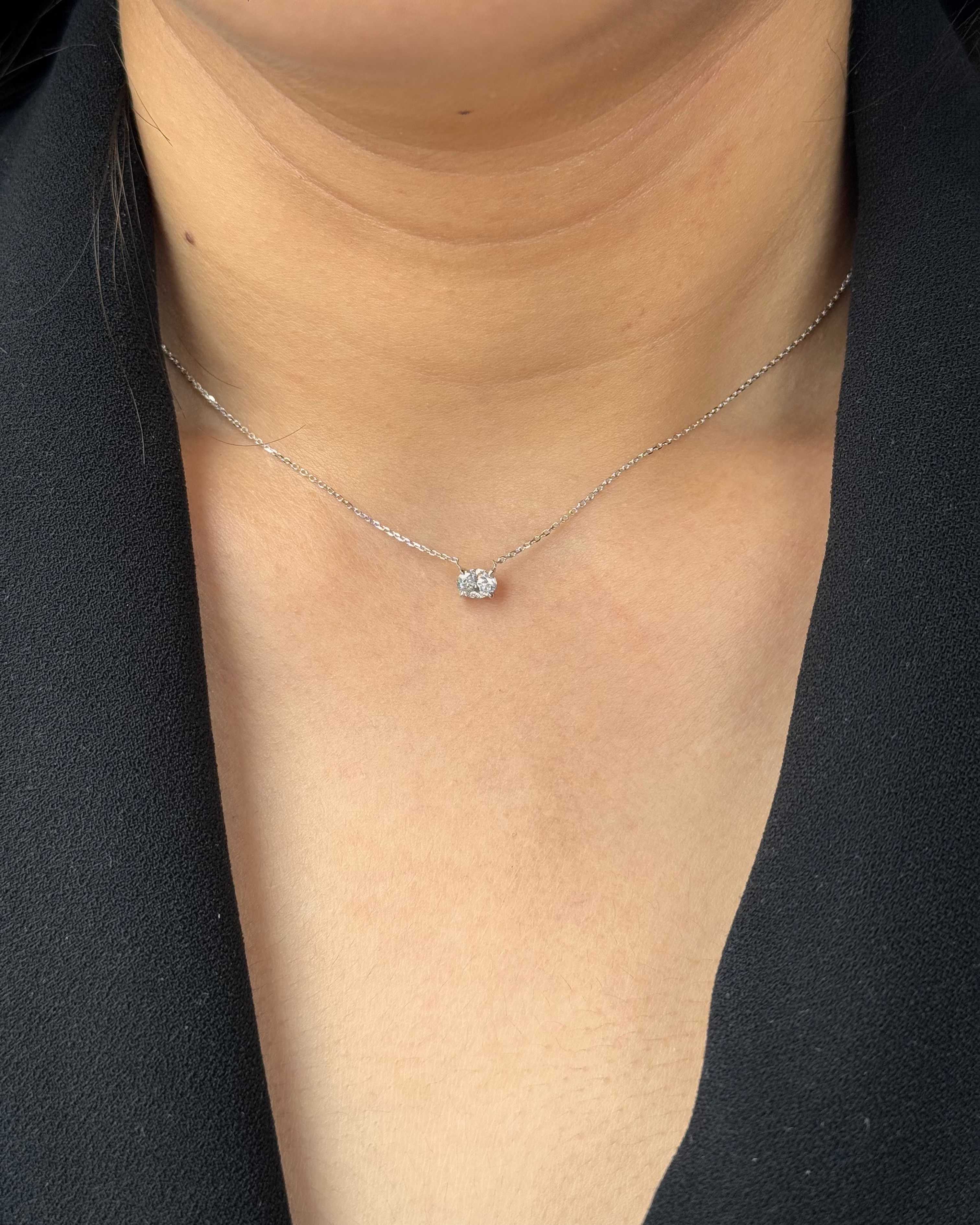 30 Pointer Oval cut Diamond Pendant Necklace