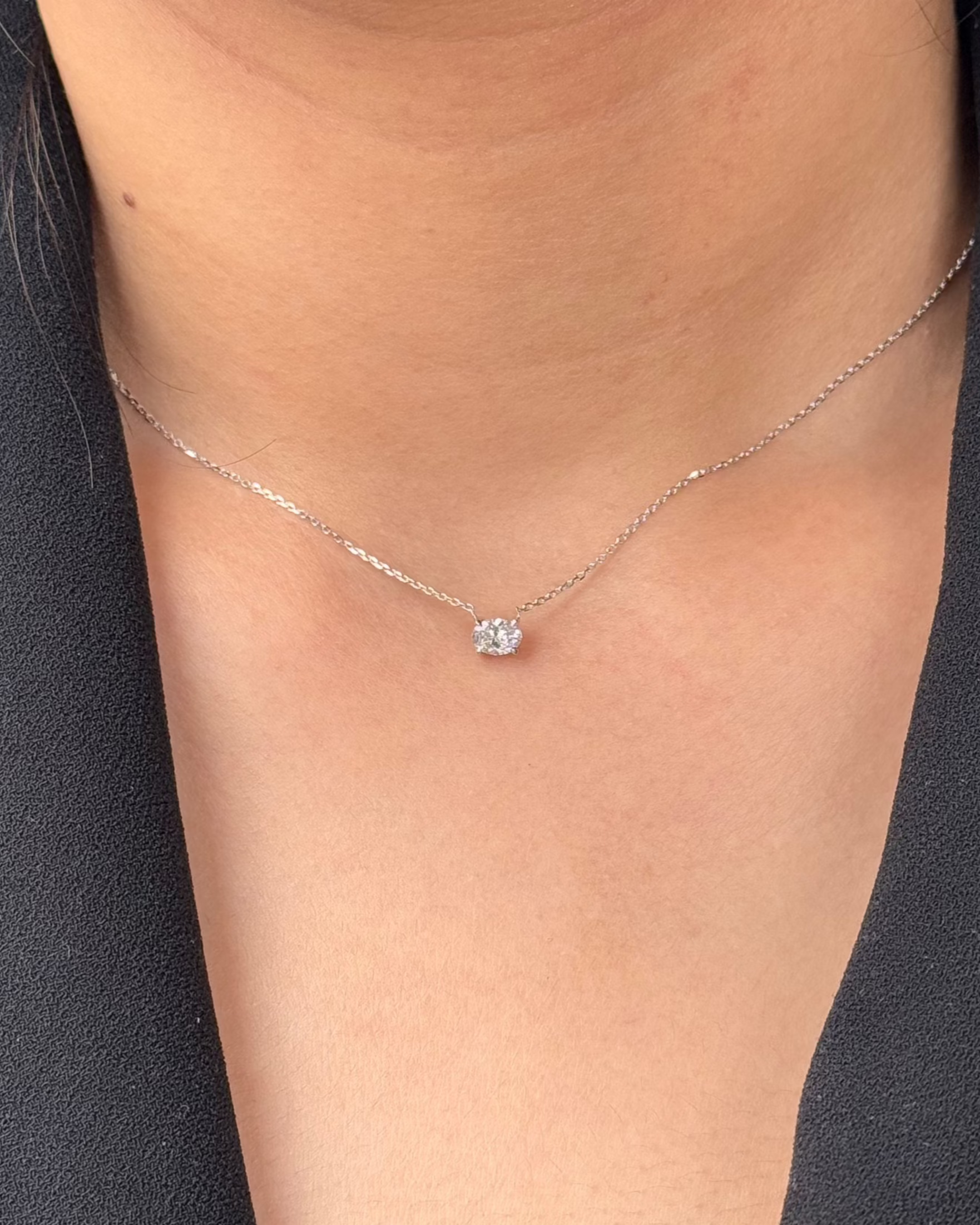 30 Pointer Oval cut Diamond Pendant Necklace