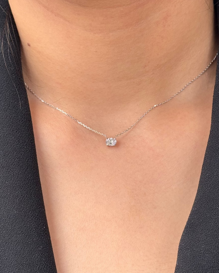 30 Pointer Oval cut Diamond Pendant Necklace