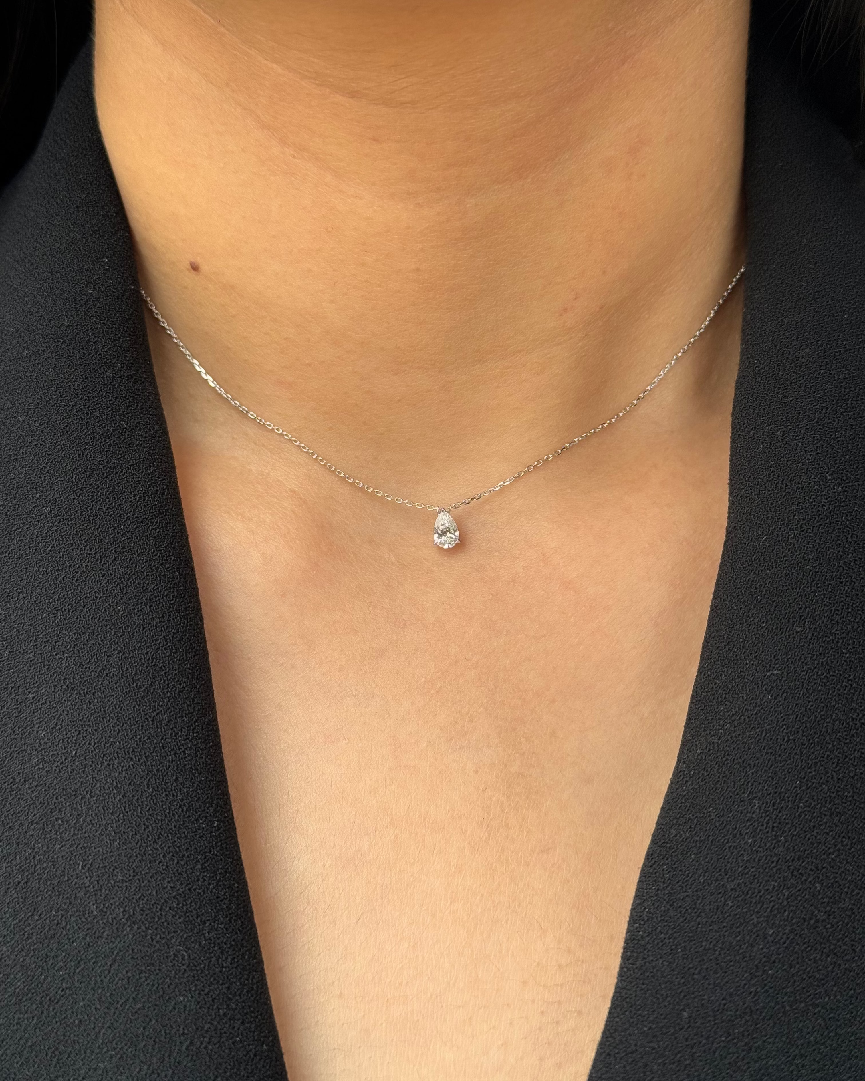 30 Pointer Pear cut Diamond Pendant Necklace