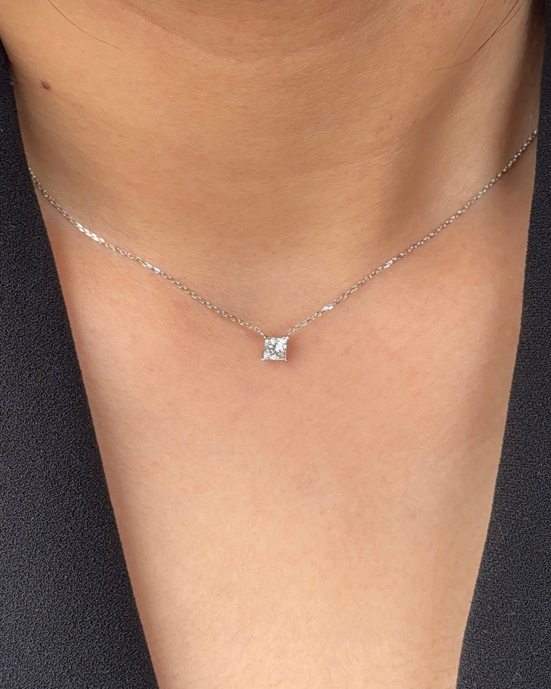 30 Pointer Princess cut Diamond Pendant Necklace