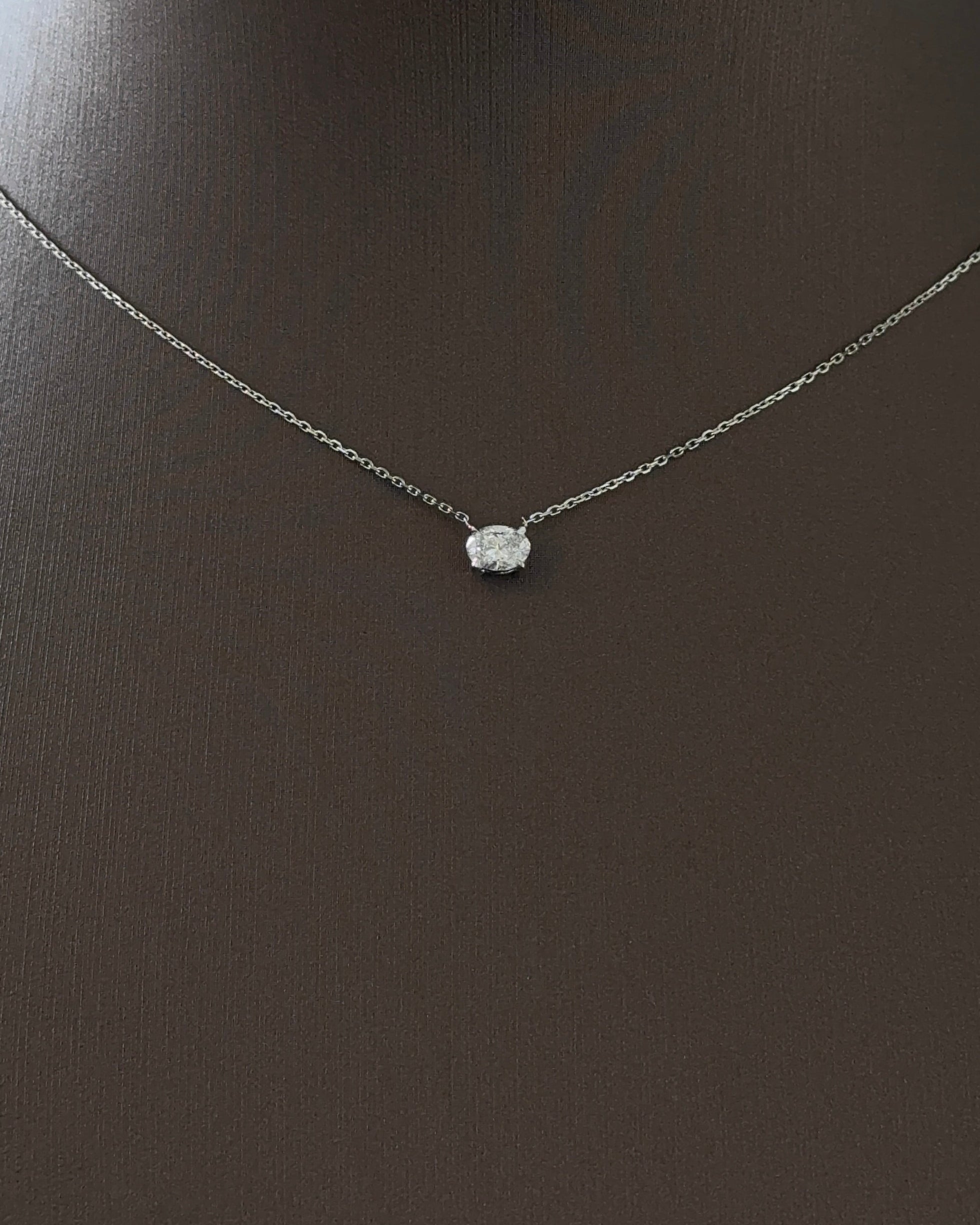 30 Pointer Oval cut Diamond Pendant Necklace