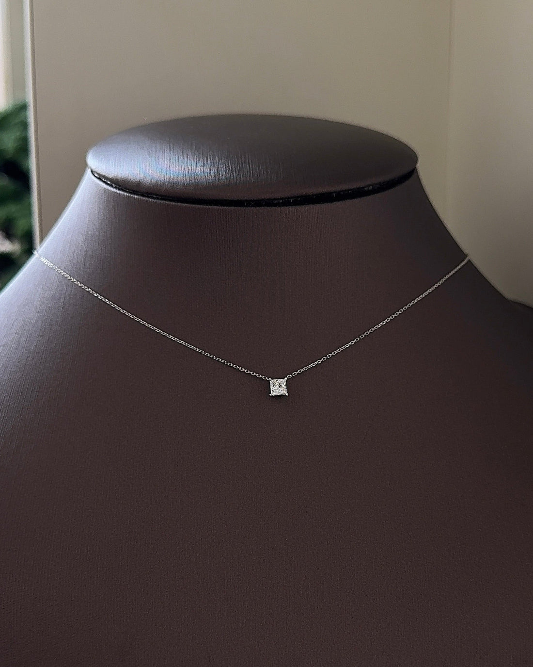 30 Pointer Princess cut Diamond Pendant Necklace