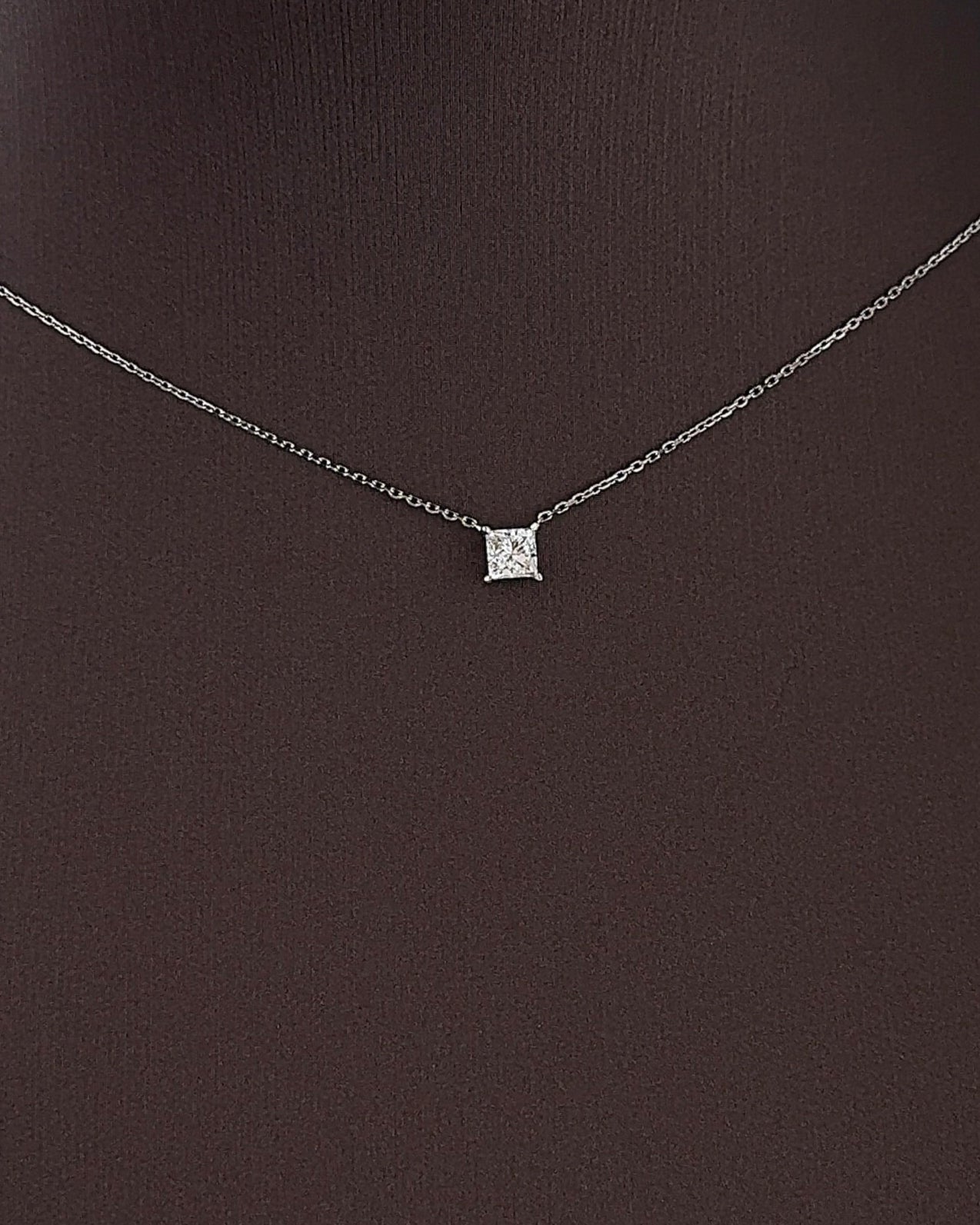 30 Pointer Princess cut Diamond Pendant Necklace