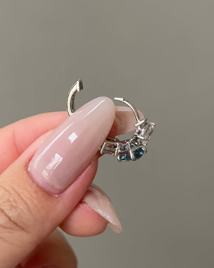 MILOS Mini Hoop Santa Maria Aquamarine & Mixed Fancy Cut Diamond  Earrings