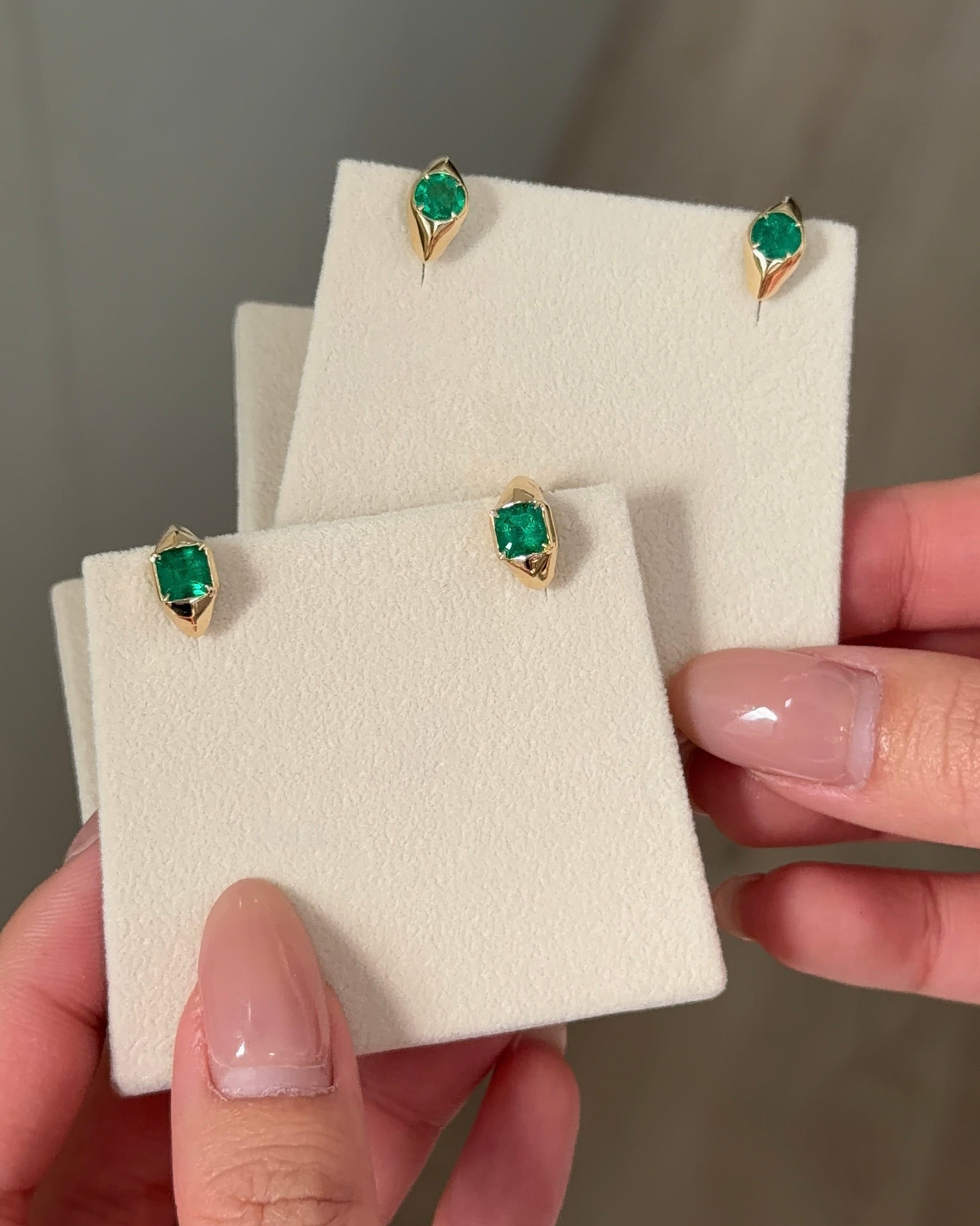 40 Pointer Asscher cut Natural Emerald Bezel XL Huggies Earrings