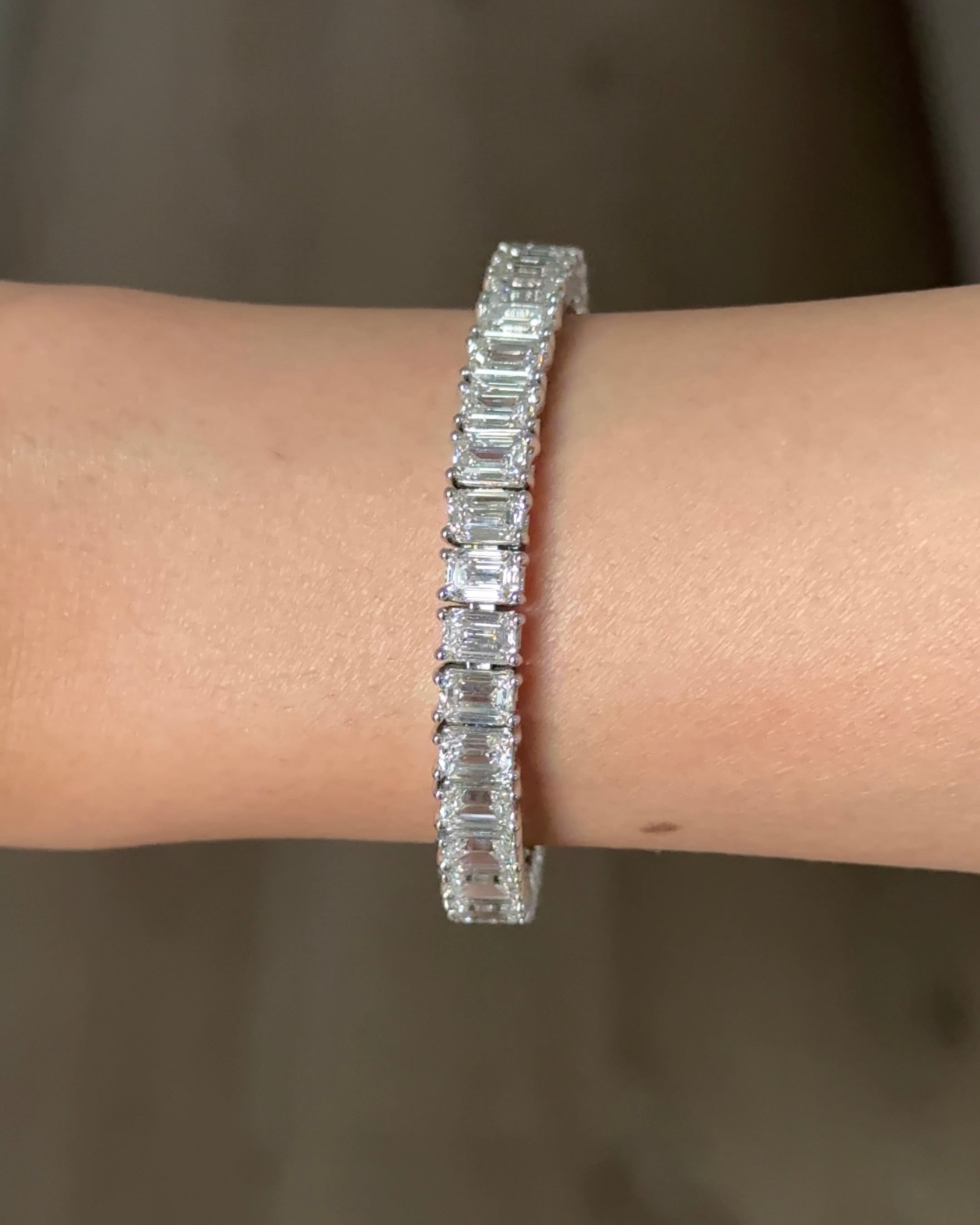 70 Pointer Emerald Cut Diamond Tennis Bracelet