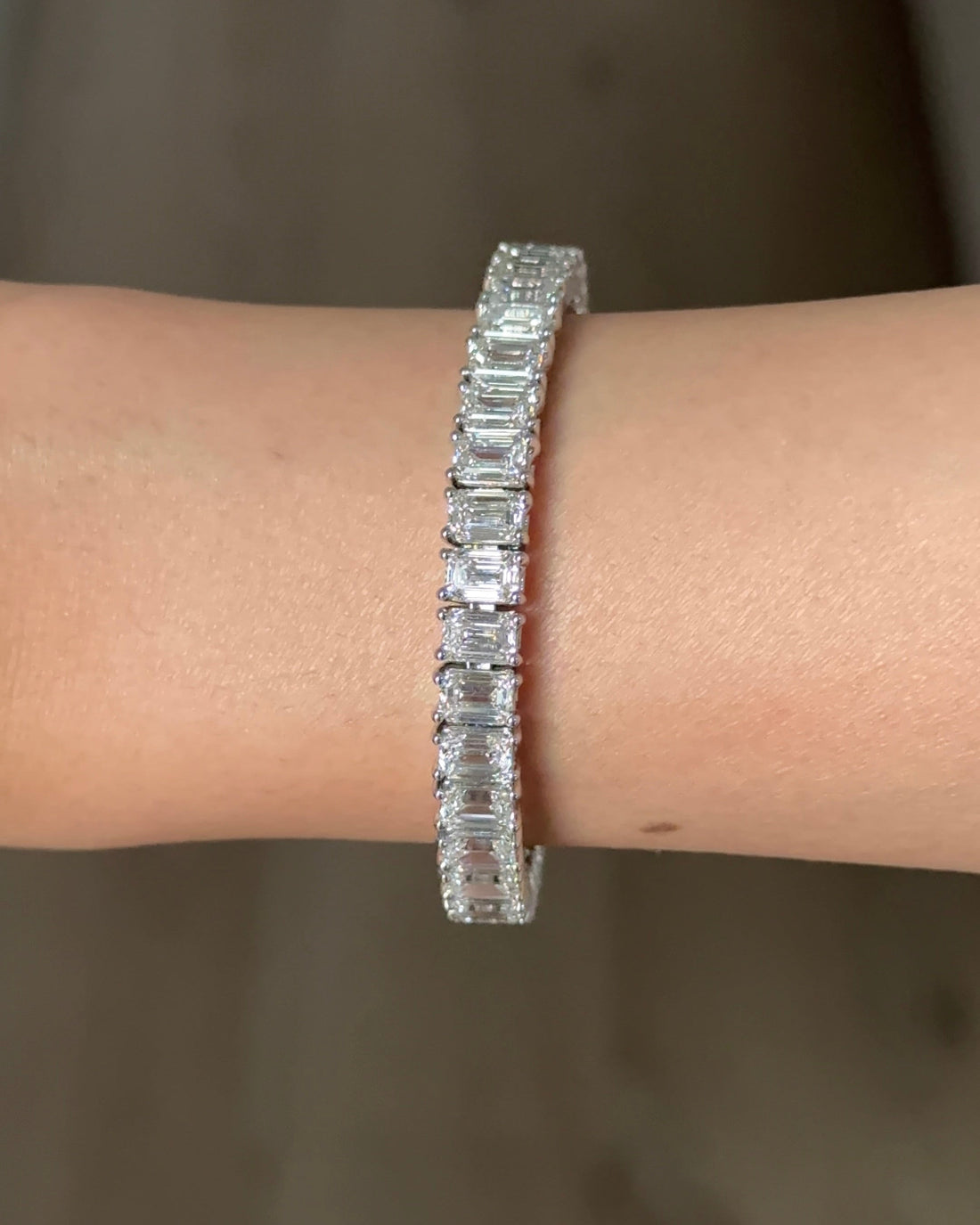 70 Pointer Emerald Cut Diamond Tennis Bracelet
