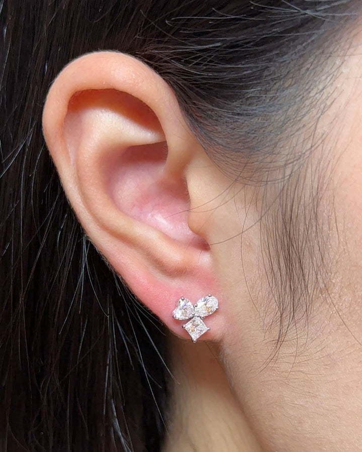 30 Pointer Three Stones Mixed Fancy Cut Diamond Circle Earrings