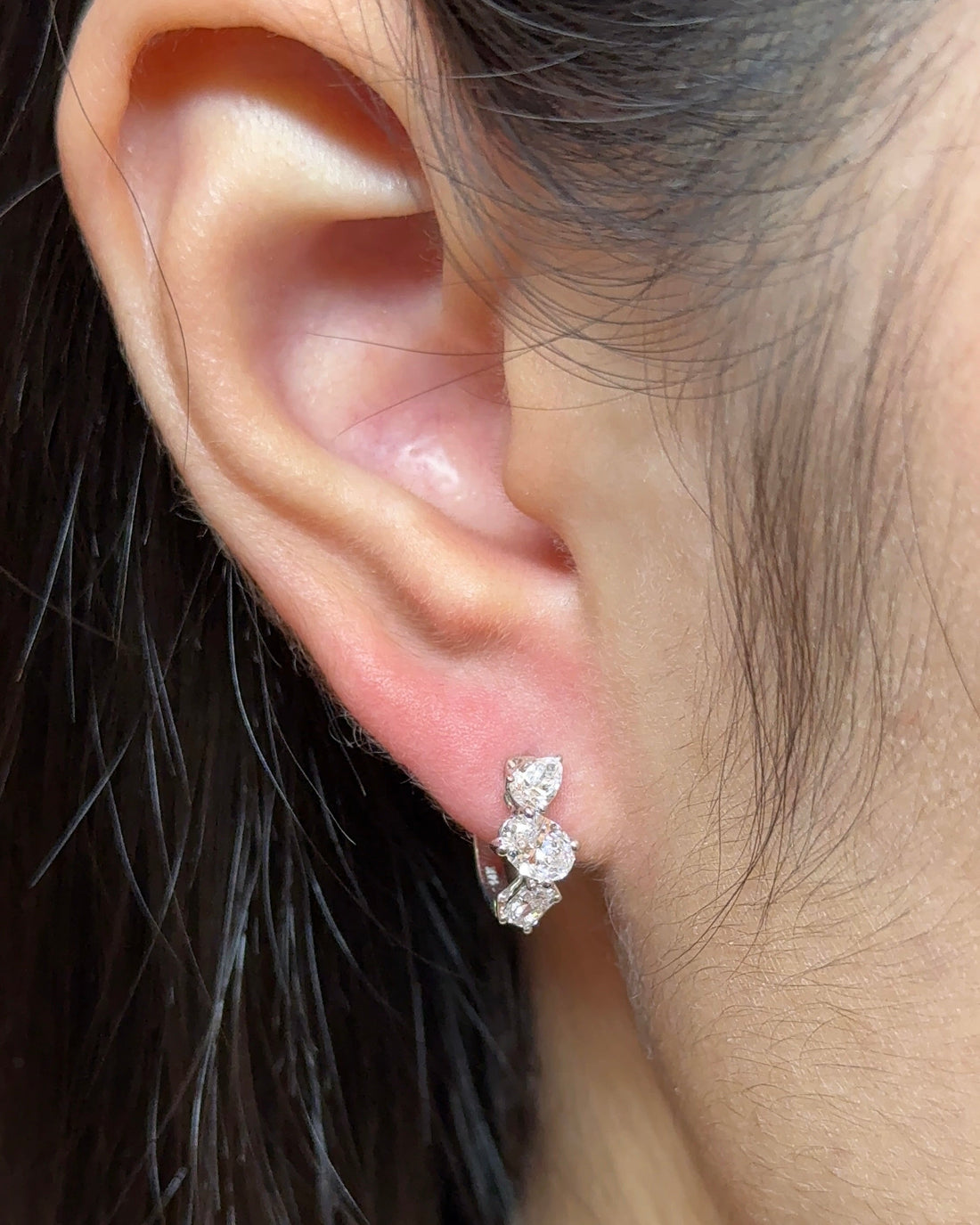 Oval with Mixed Fancy cut Diamond Hoop Earrings