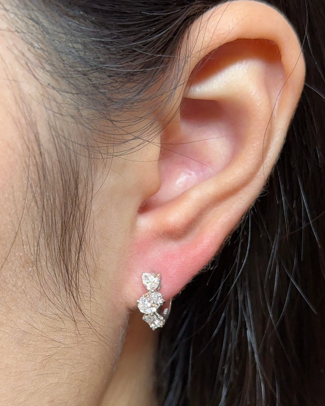 Oval with Mixed Fancy cut Diamond Hoop Earrings