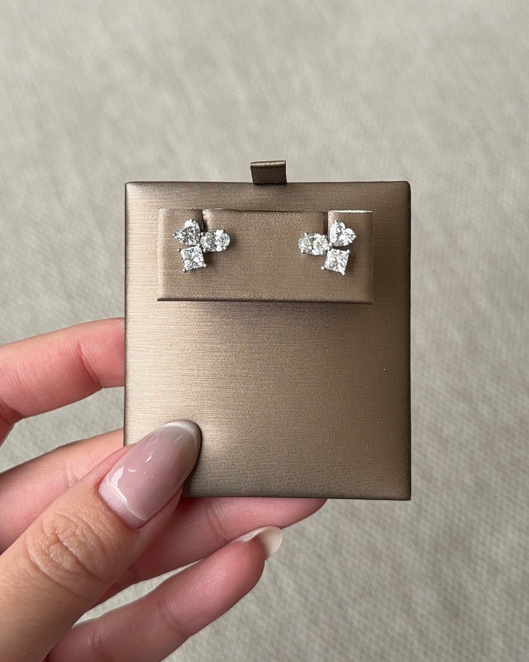 30 Pointer Three Stones Mixed Fancy Cut Diamond Circle Earrings