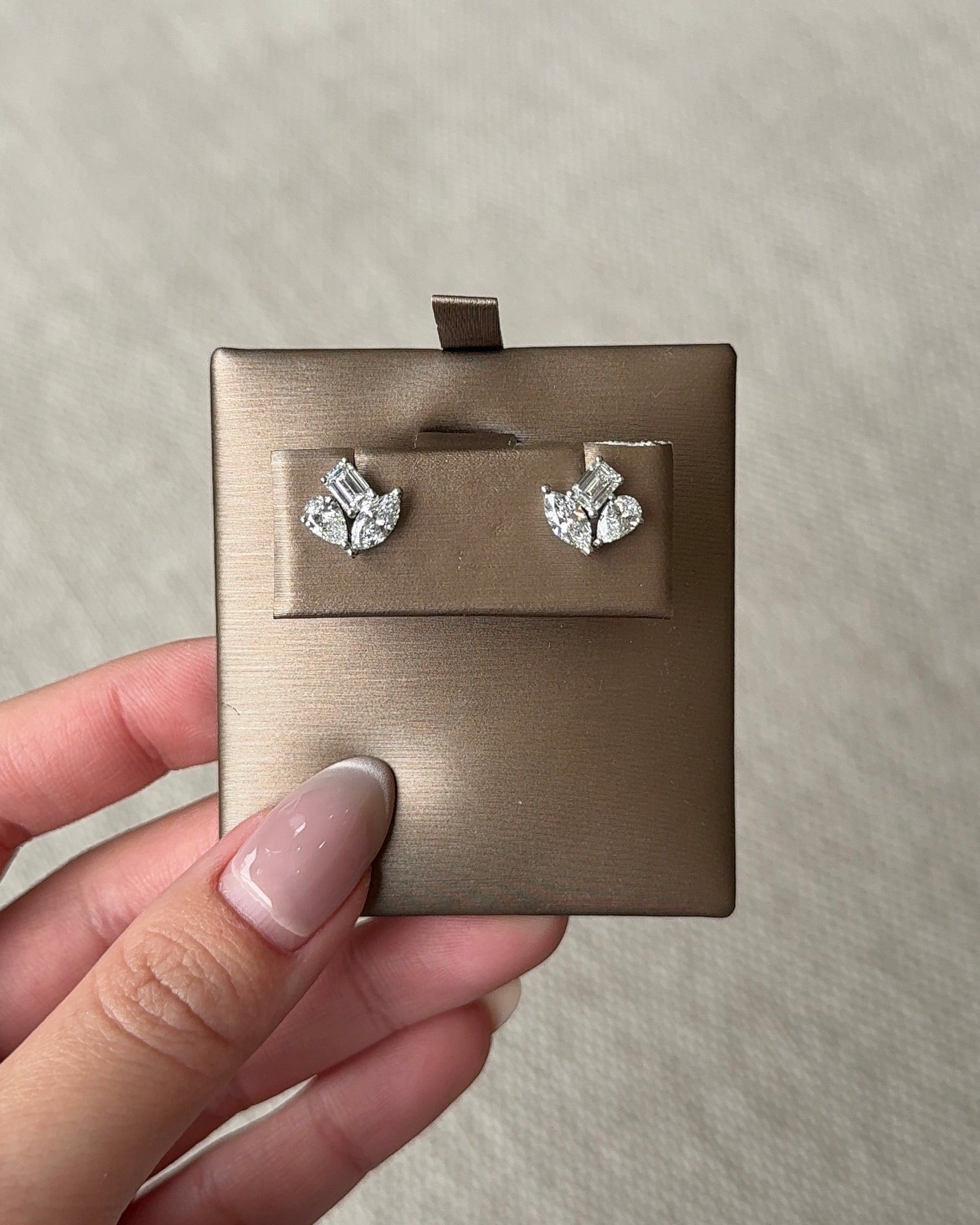 30 Pointer Mixed Fancy cut Diamond Trio Cluster Earrings