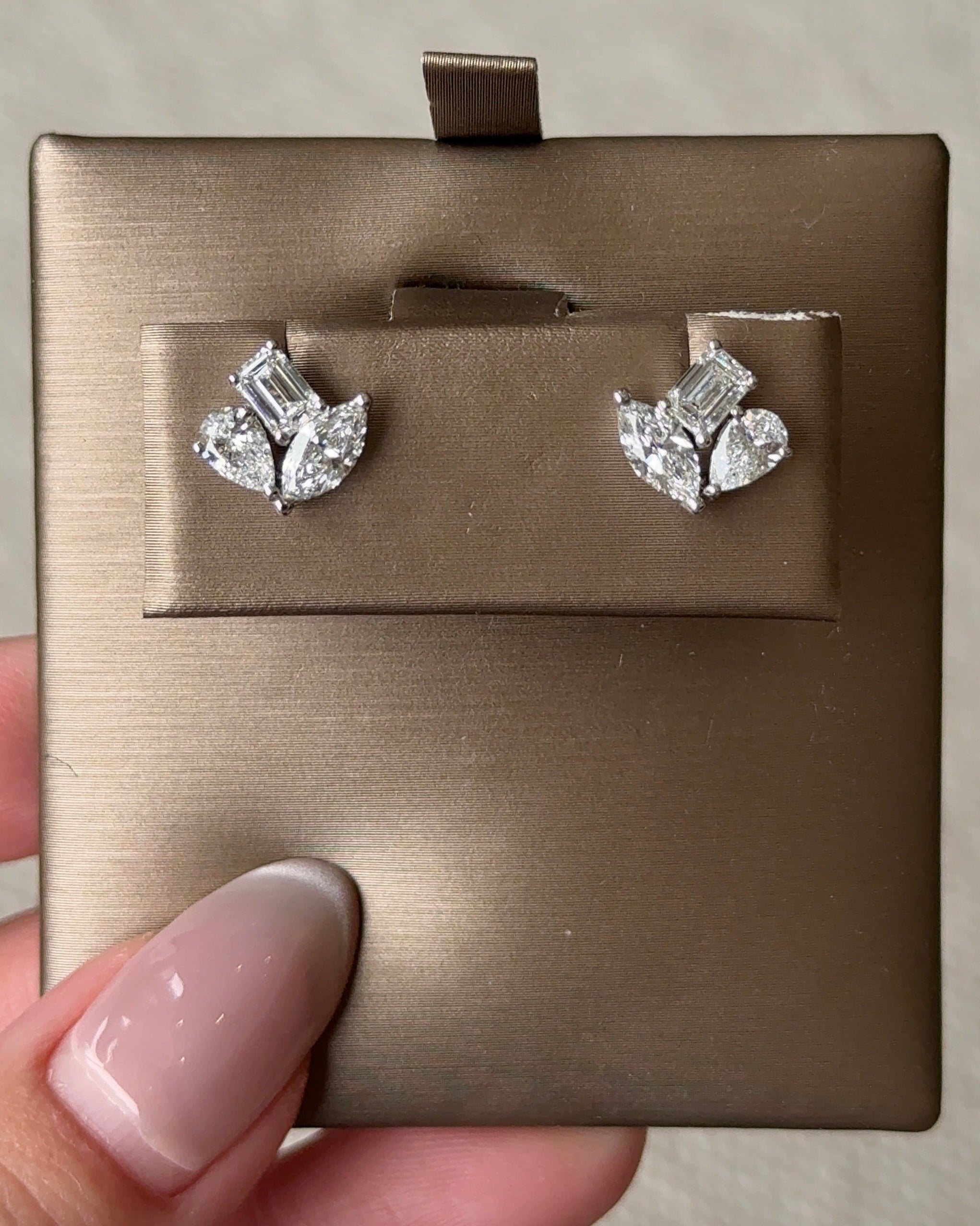 30 Pointer Mixed Fancy cut Diamond Trio Cluster Earrings