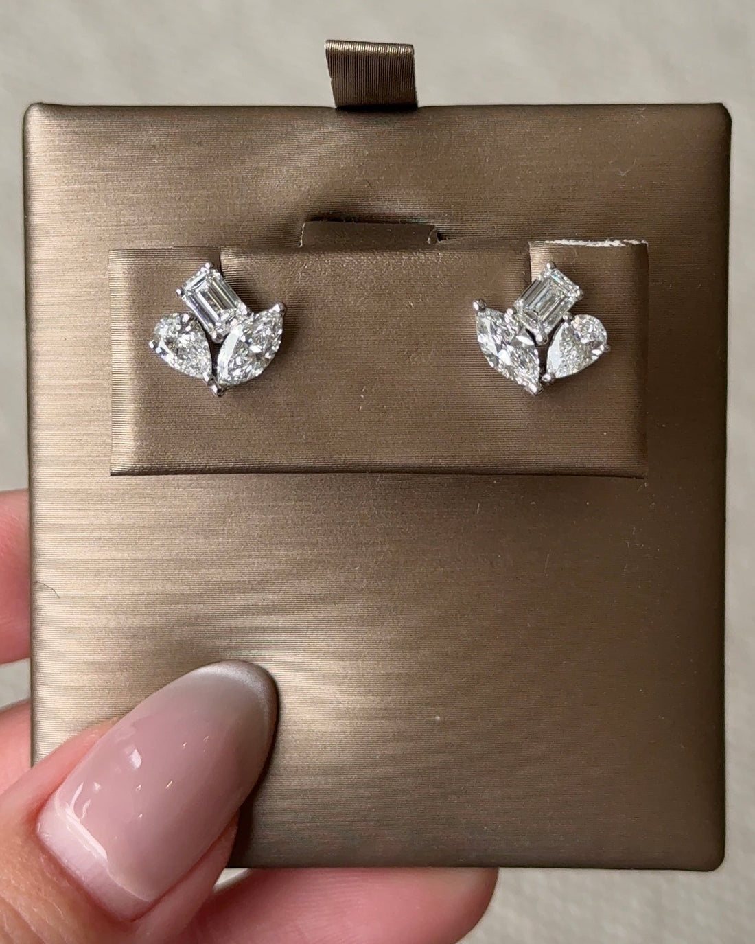 30 Pointer Mixed Fancy cut Diamond Trio Cluster Earrings