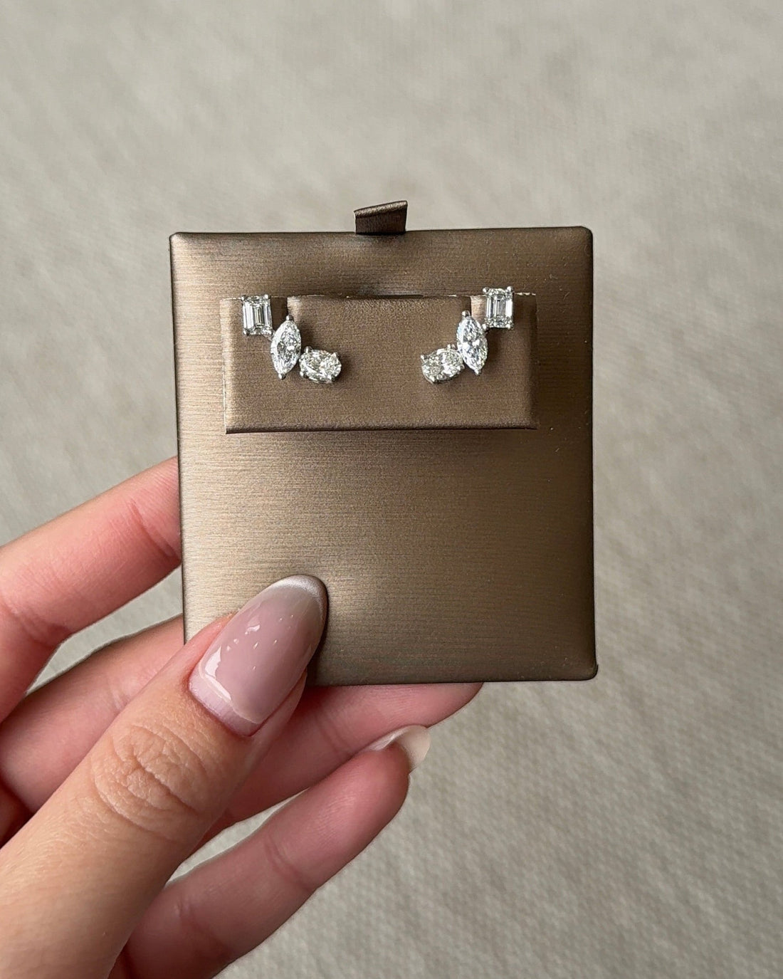 30 Pointer Three Stones Mixed Fancy Diamond Climber Earrings