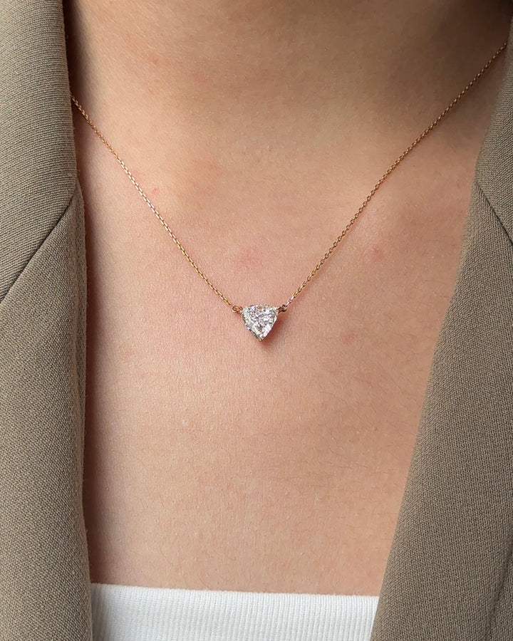 1 carats Triangle cut Diamond Pendant Necklace