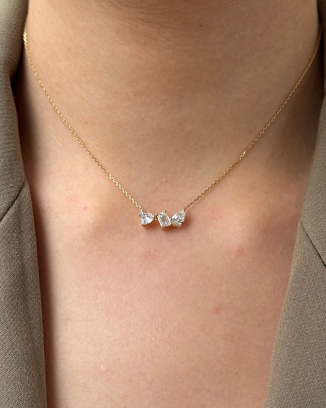 30 Pointer Mixed Fancy cut Diamond Pendant Necklace Yellow Gold