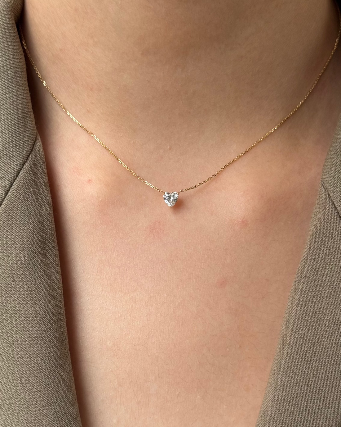 30 Pointer Heart cut Diamond Pendant Necklace Yellow Gold