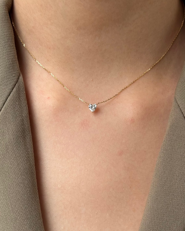 30 Pointer Heart cut Diamond Pendant Necklace Yellow Gold