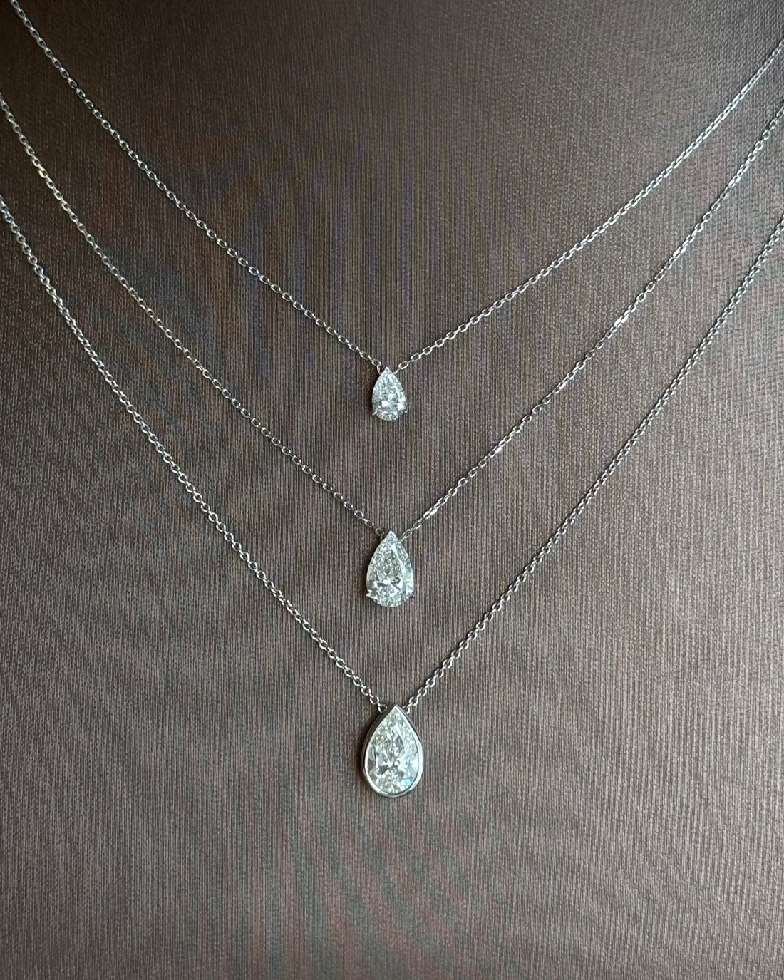 1 carats Pear cut Diamond Bezel Pendant Necklace
