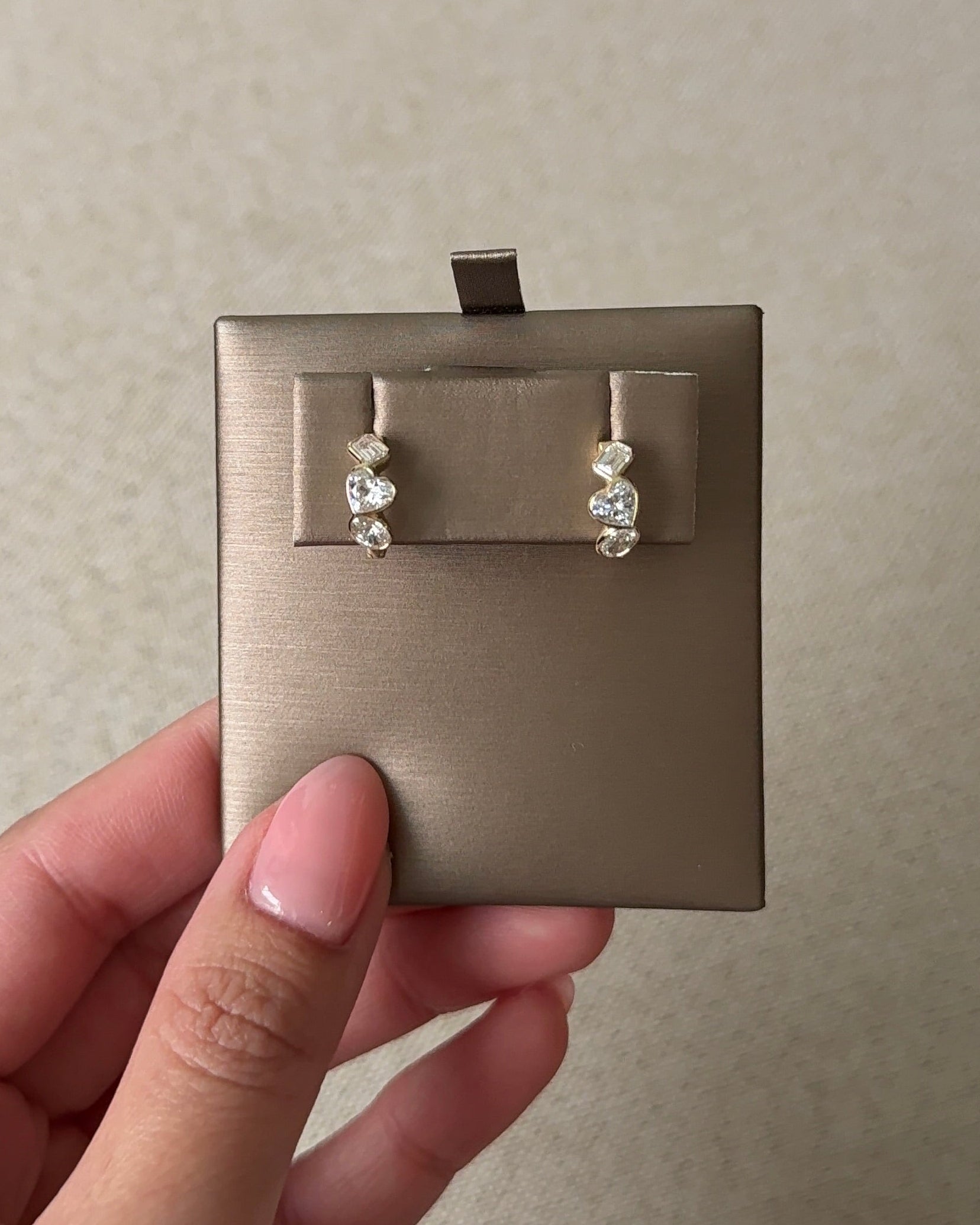 30 Pointer Heart and Mixed Fancy Cut Diamond Hoop Earrings in Bezel Petite Setting