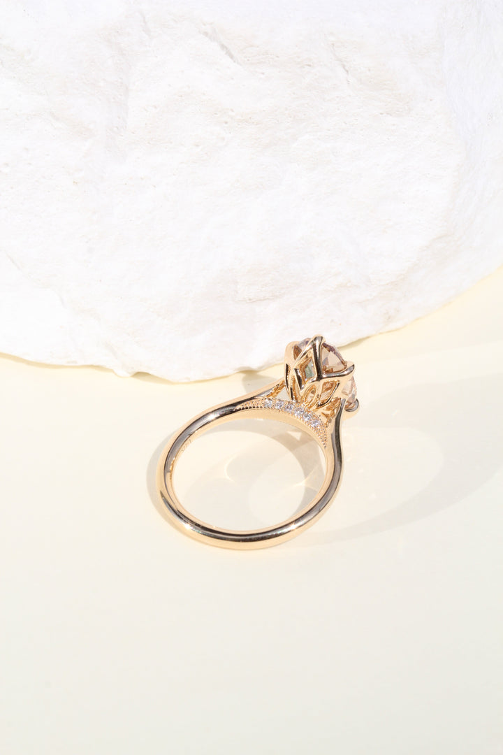 3.59 Honey Champagne Old Mine Cut Oval Lab Diamond Vintage Monaco