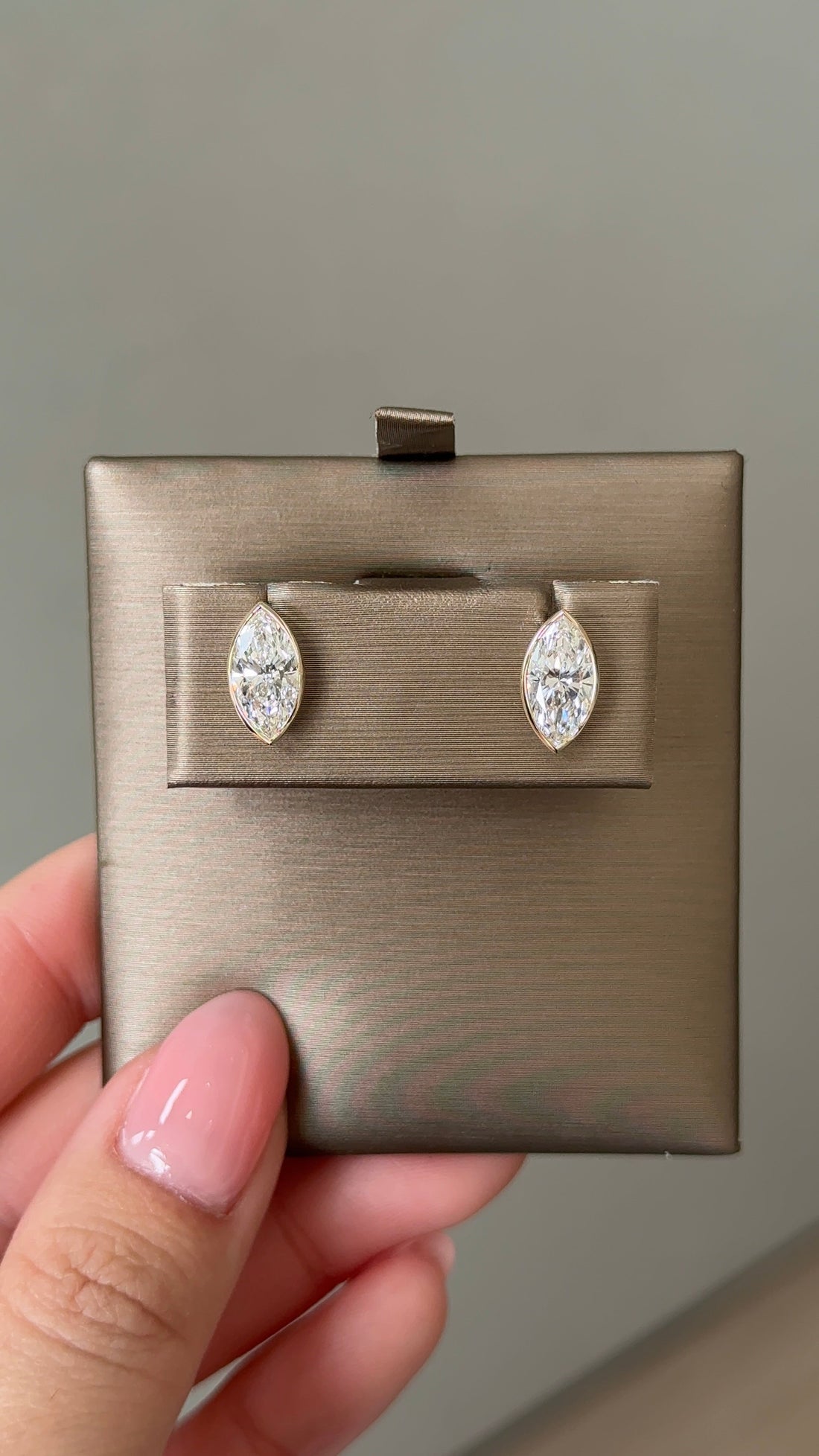 1 carats Marquise Diamond Stud Earrings in Bezel Petite Setting (with Comfort Fit Backing)
