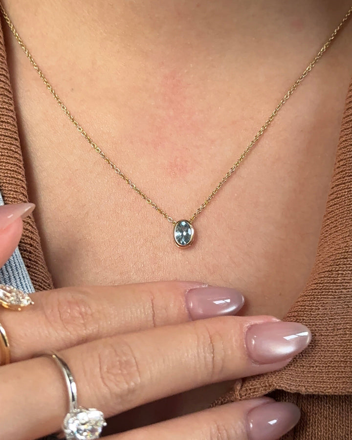 50 Pointer Oval cut Natural Santa Maria Aquamarine Pendant Necklace