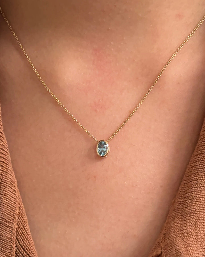 50 Pointer Oval cut Natural Santa Maria Aquamarine Pendant Necklace