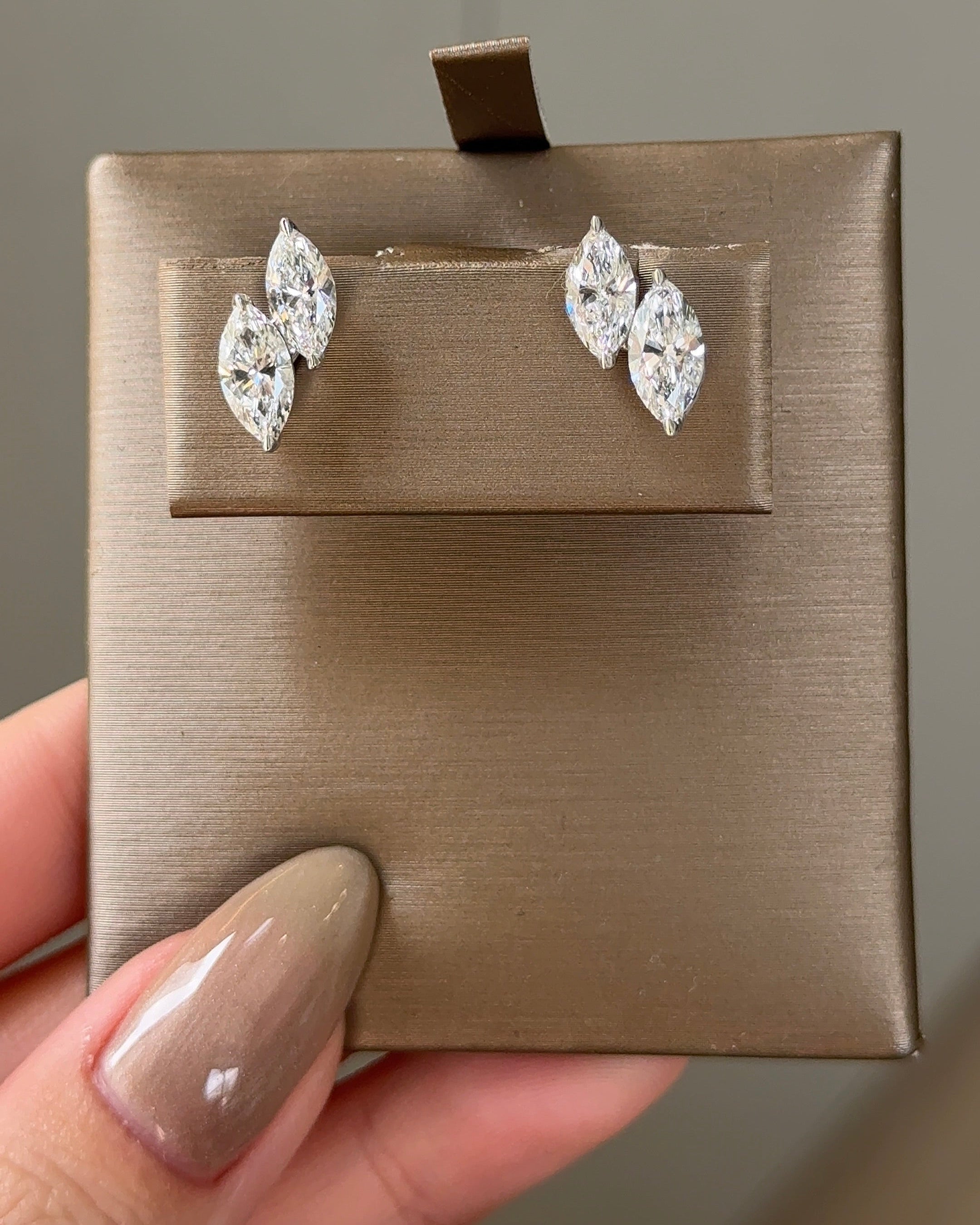 50 and 70 pointer Double Marquise cut Diamond Earrings
