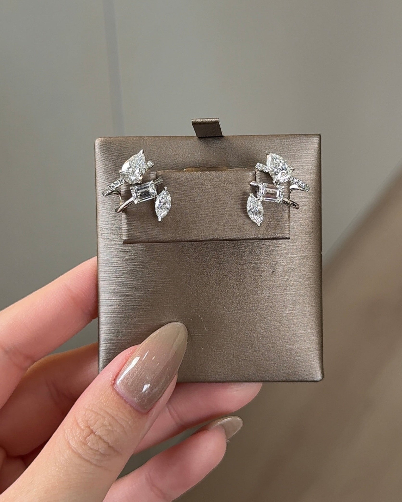 3 in 1 Pear and Mixed Fancy cut Diamond White Gold Earring