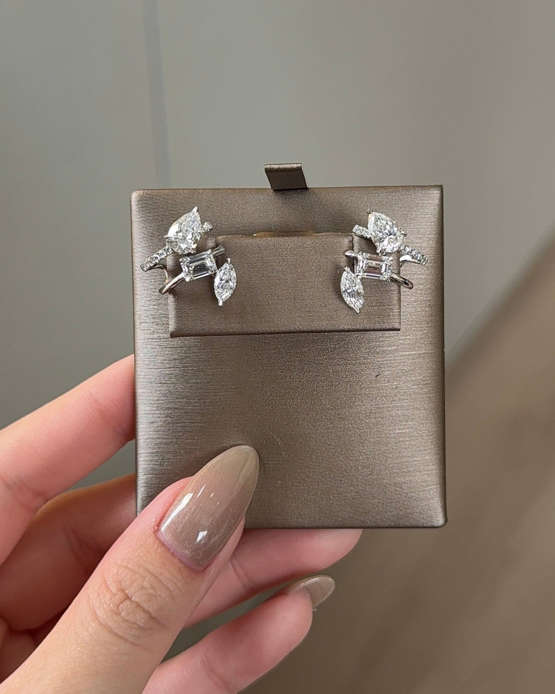 3 in 1 Pear and Mixed Fancy cut Diamond White Gold Earring