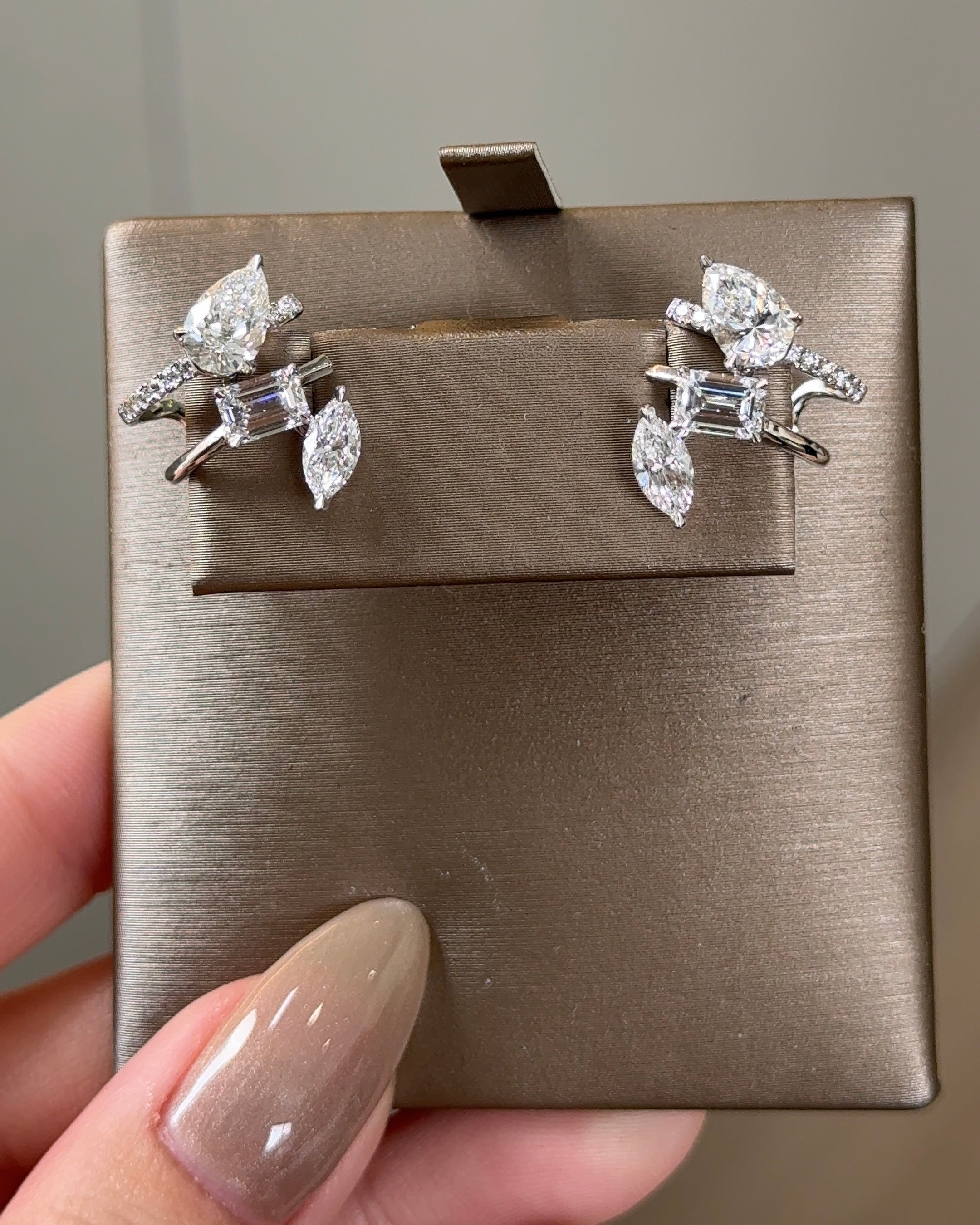 3 in 1 Pear and Mixed Fancy cut Diamond White Gold Earring