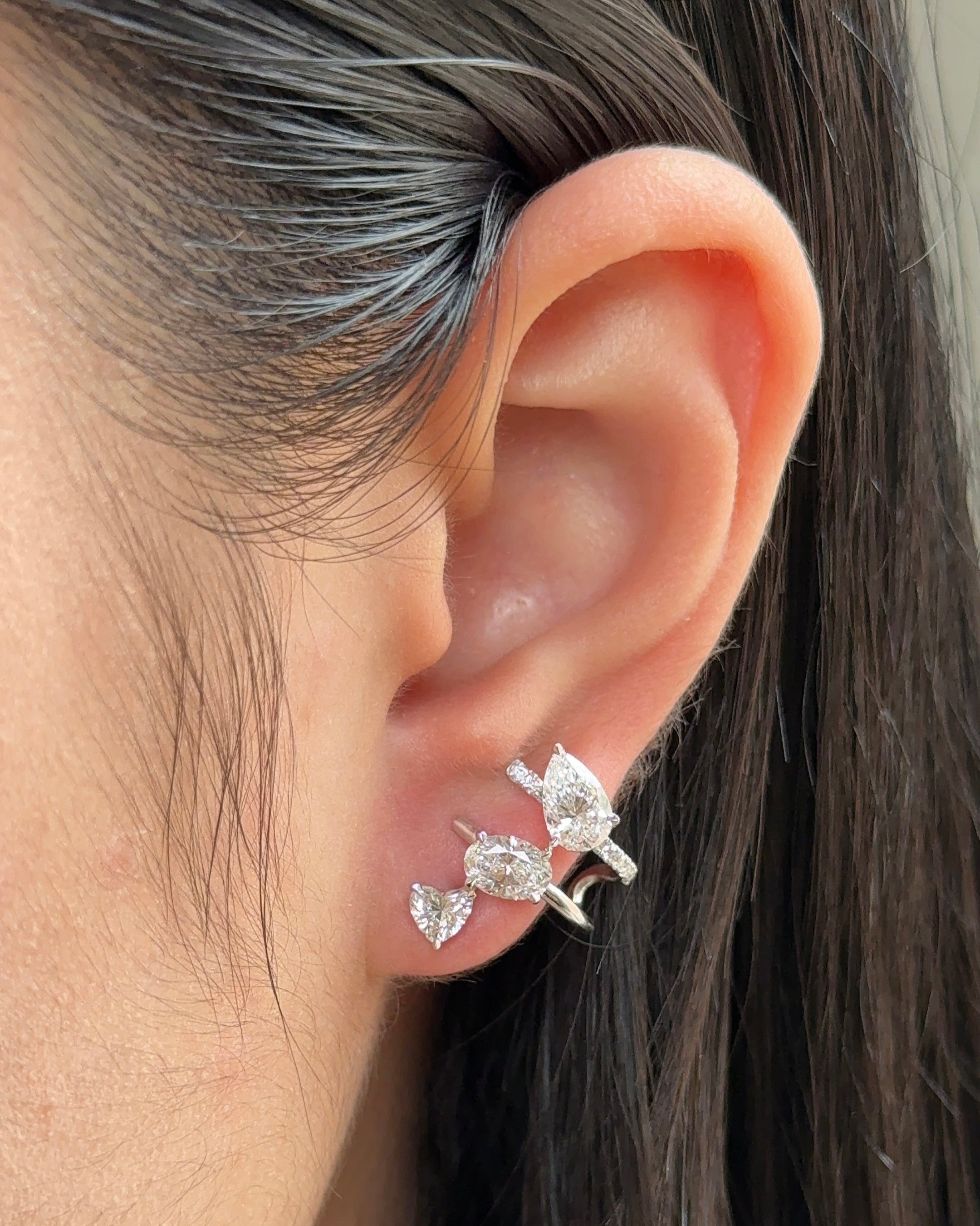 3 in 1 Oval and Mixed Fancy cut Diamond Earring