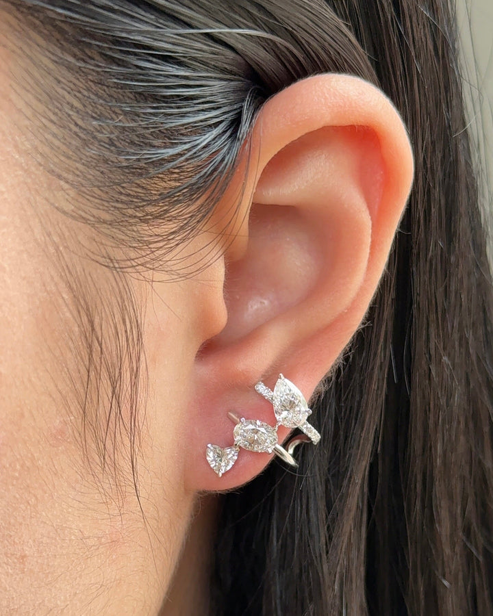 3 in 1 Oval and Mixed Fancy cut Diamond Earring