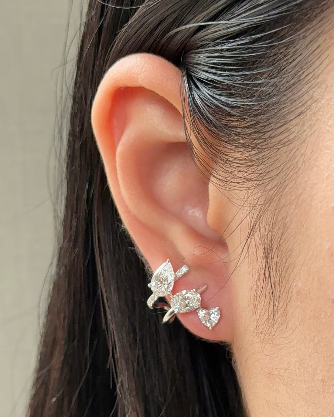 3 in 1 Oval and Mixed Fancy cut Diamond Earring