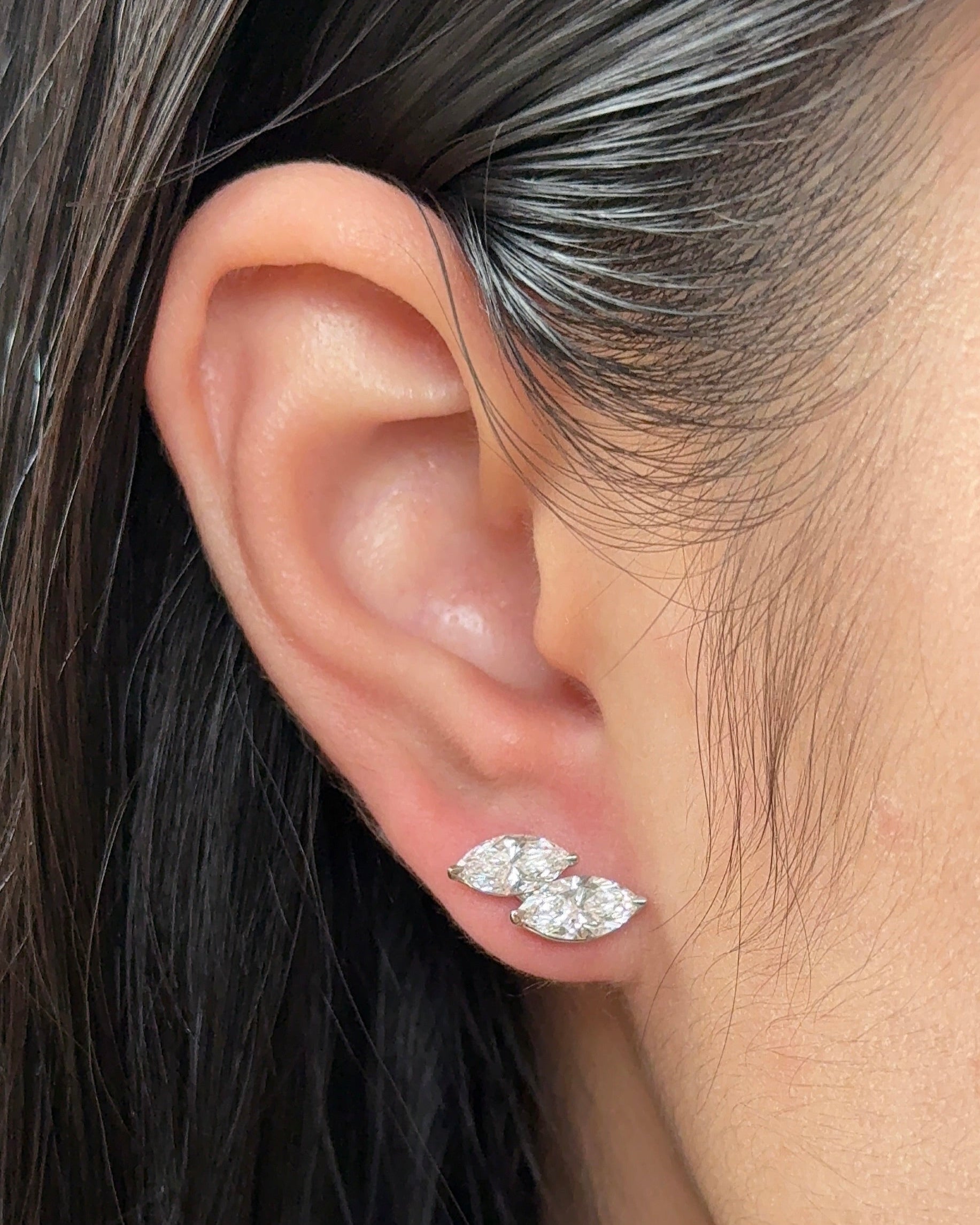 50 and 70 pointer Double Marquise cut Diamond Earrings
