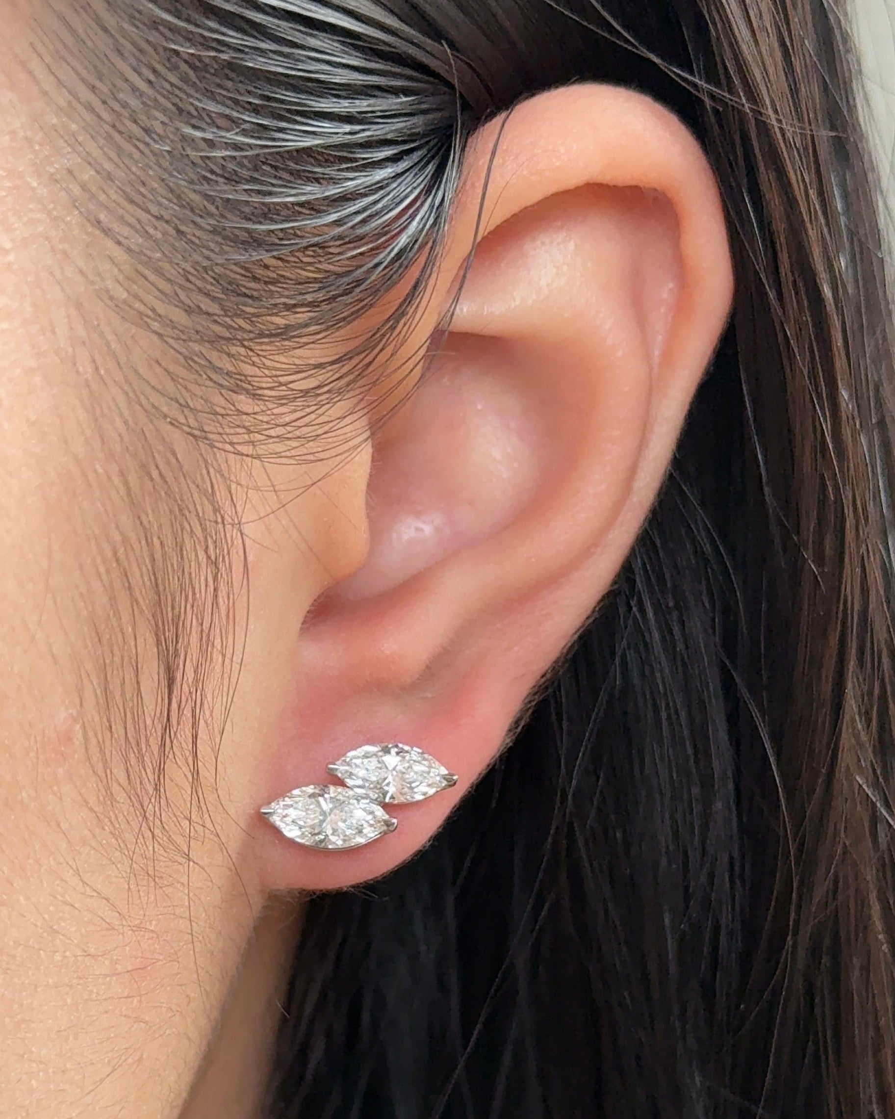 50 and 70 pointer Double Marquise cut Diamond Earrings