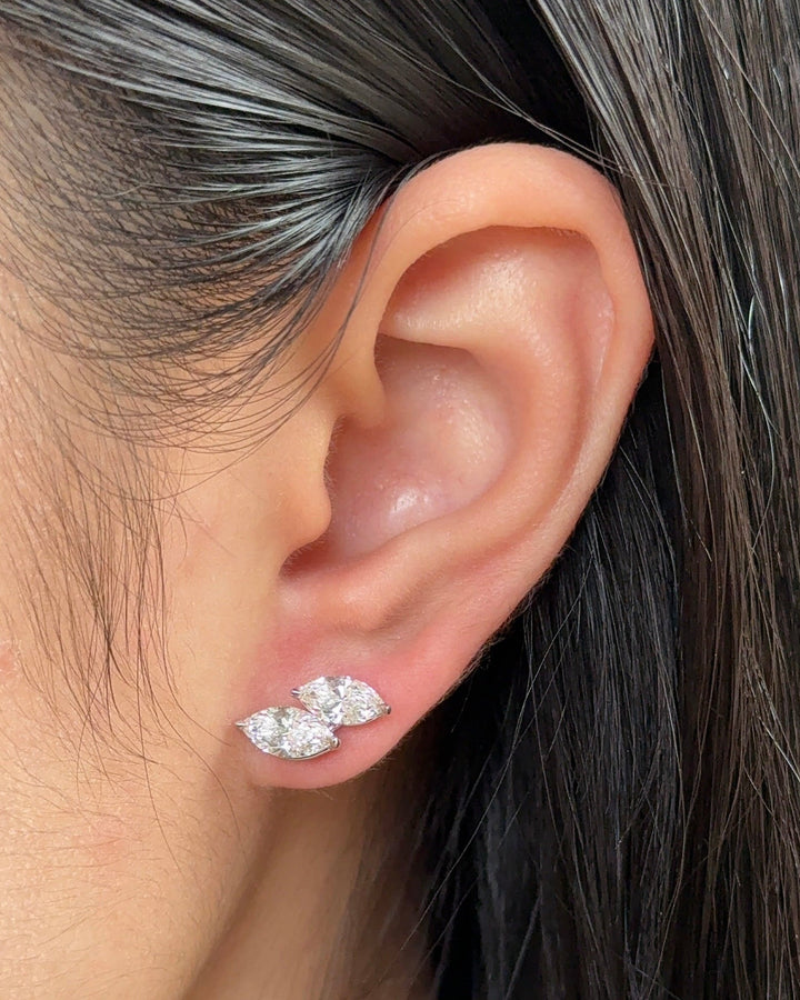 50 and 70 pointer Double Marquise cut Diamond Earrings