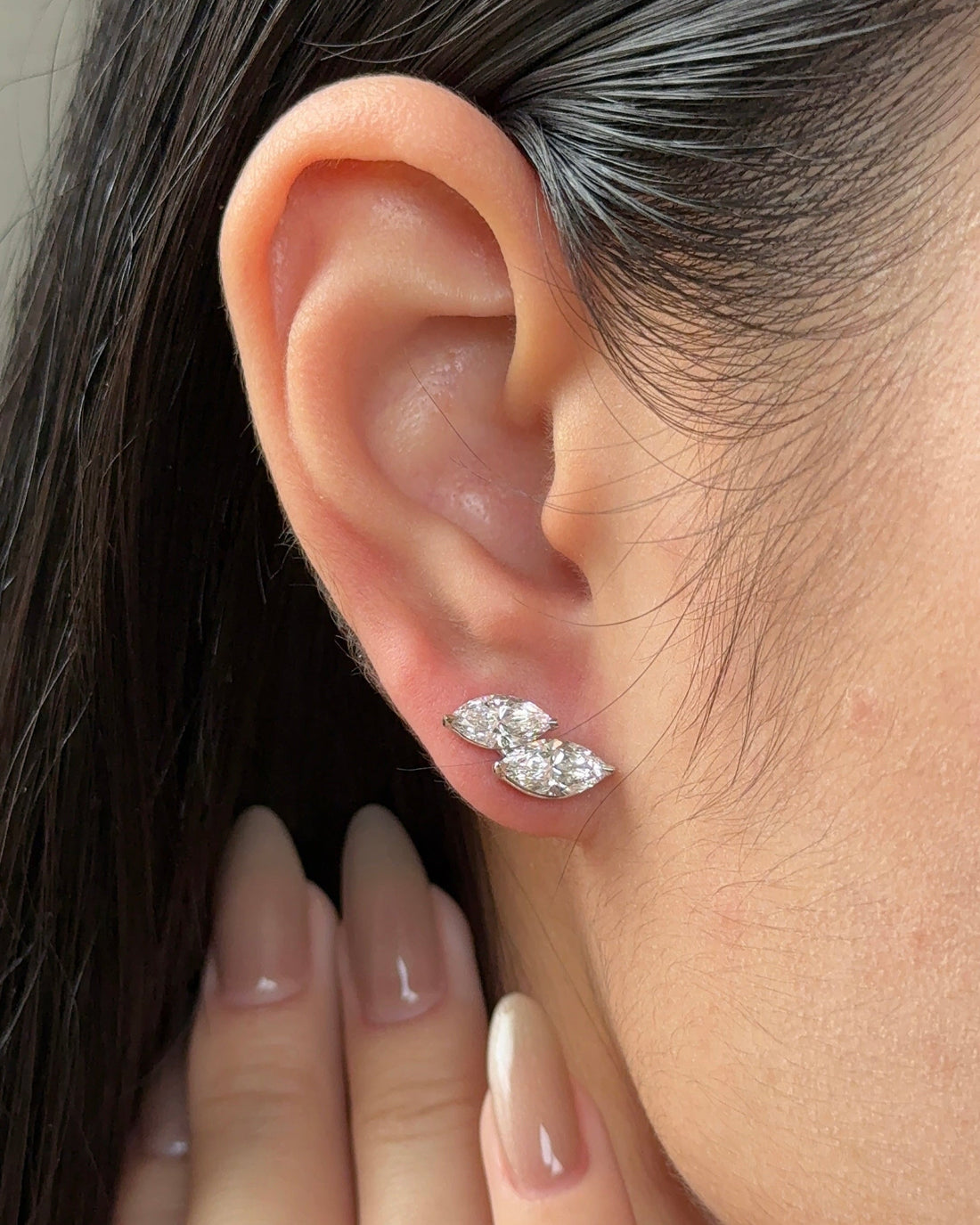 50 and 70 pointer Double Marquise cut Diamond Earrings