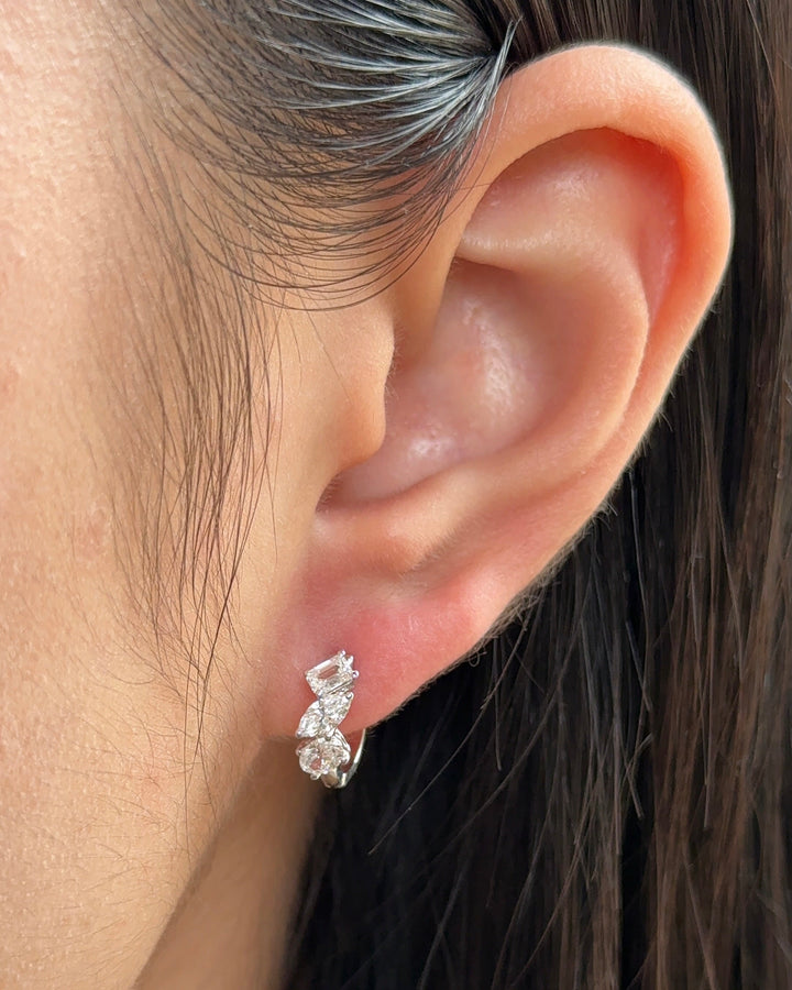 Marquise with Mixed Fancy cut Diamond Hoop Earrings